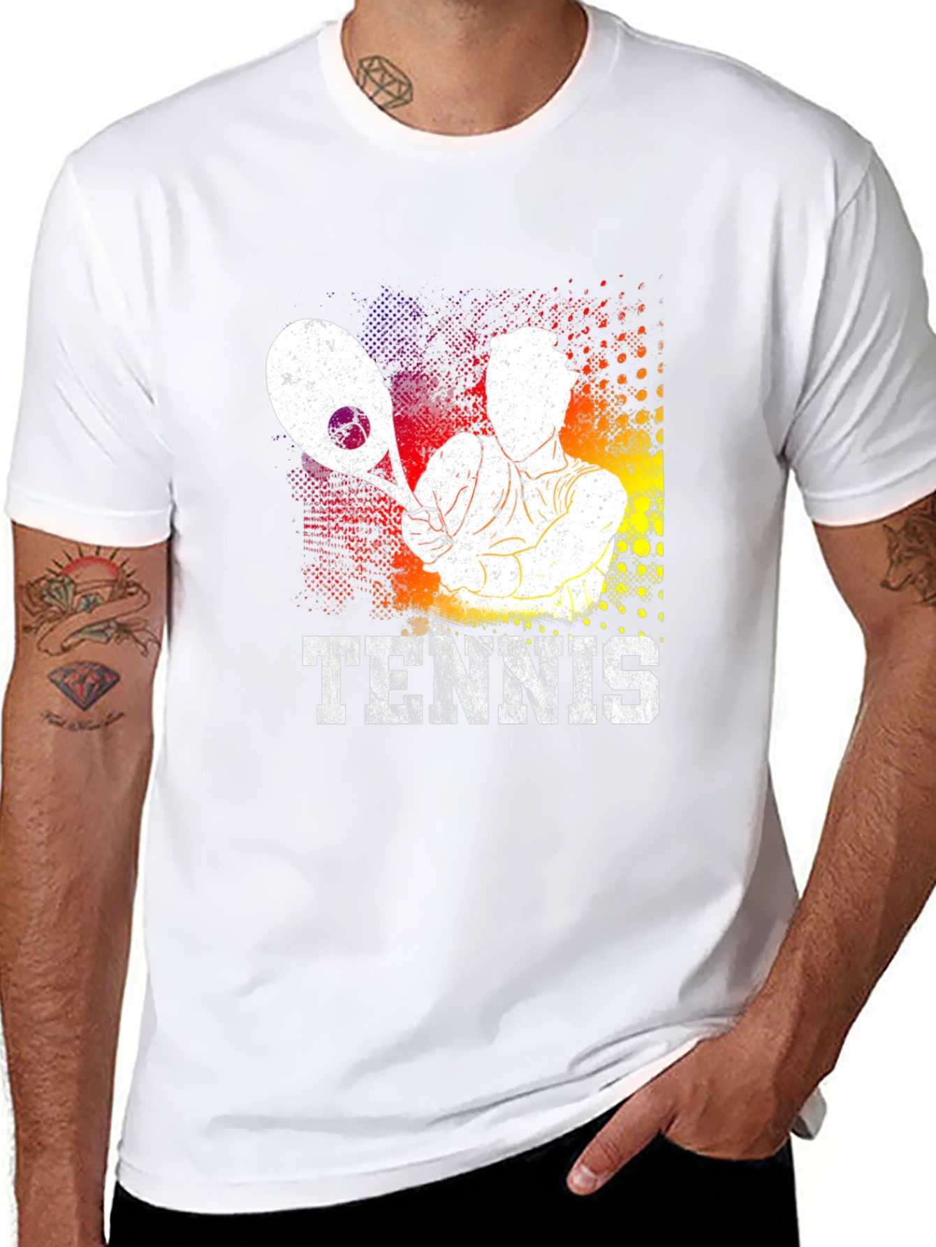 Tennis Player Graphic Print Black T-Shirt