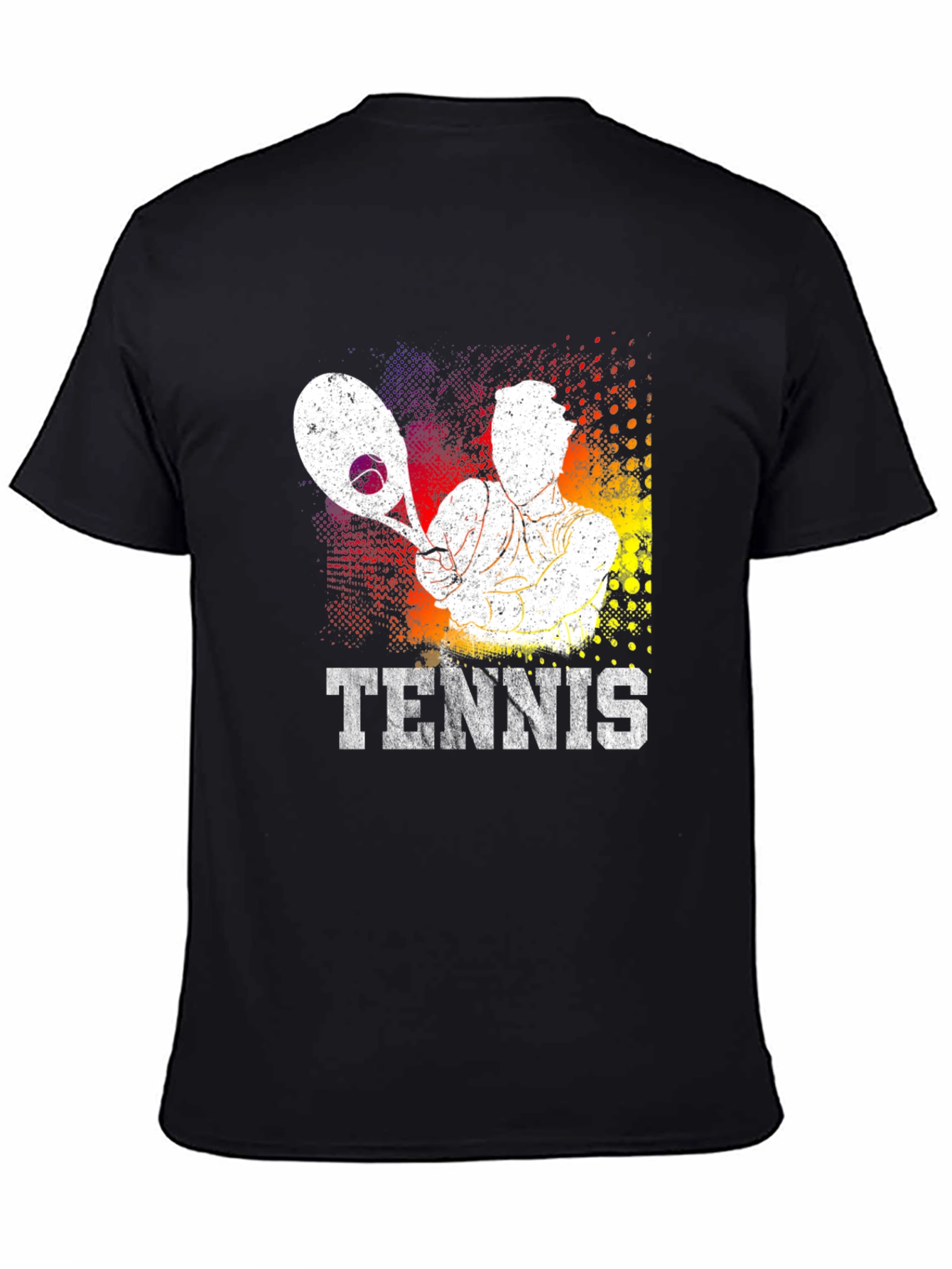 Tennis Player Graphic Print Black T-Shirt