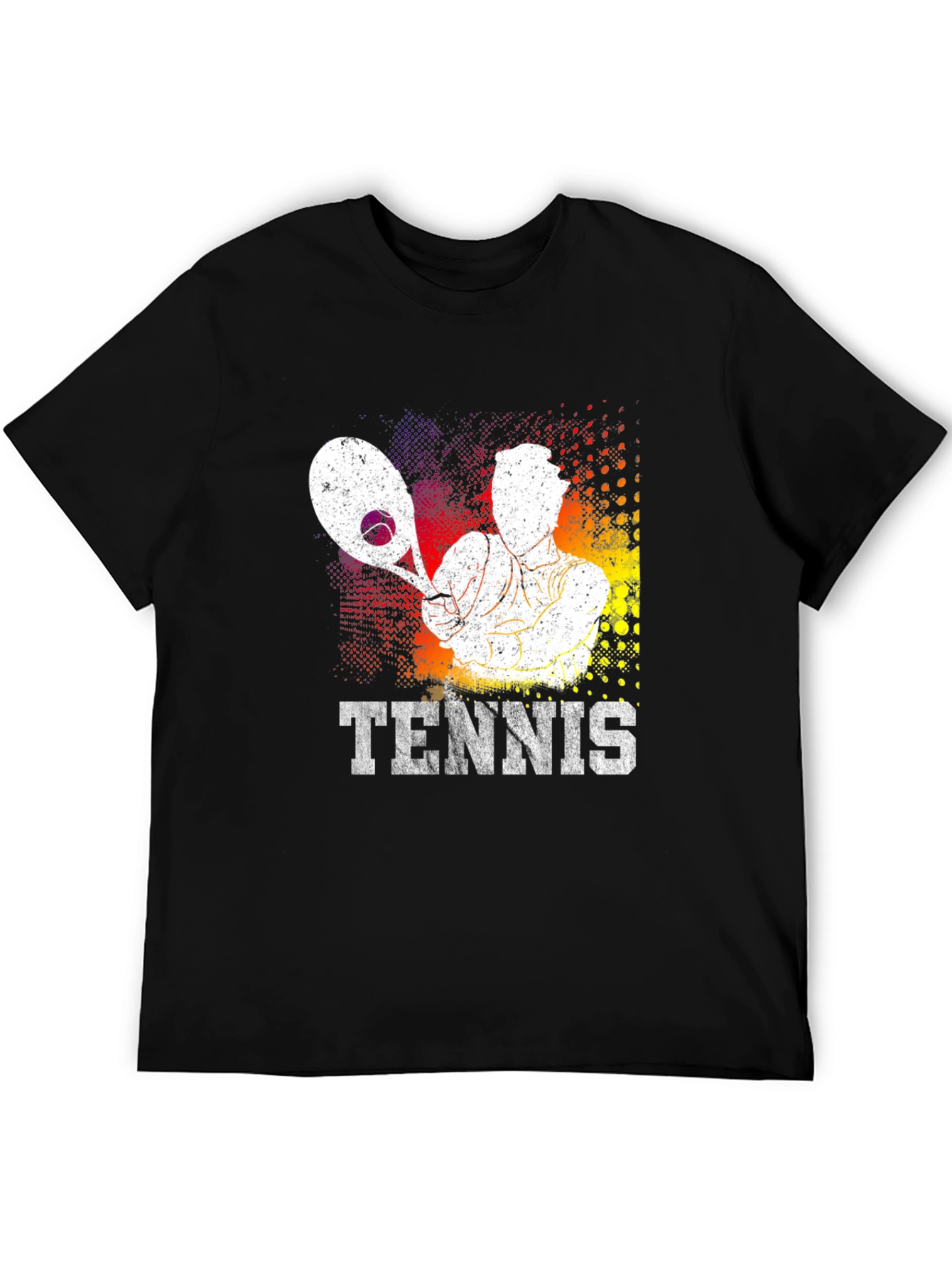 Tennis Player Graphic Print Black T-Shirt