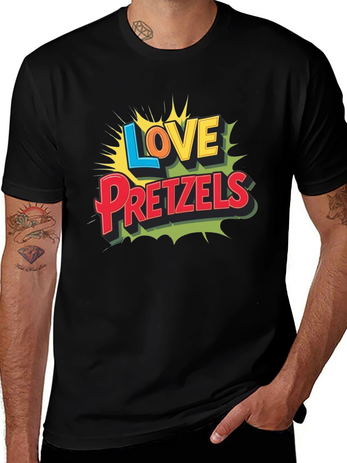 Love Pretzels Graphic Tee - Novelty Food Shirt