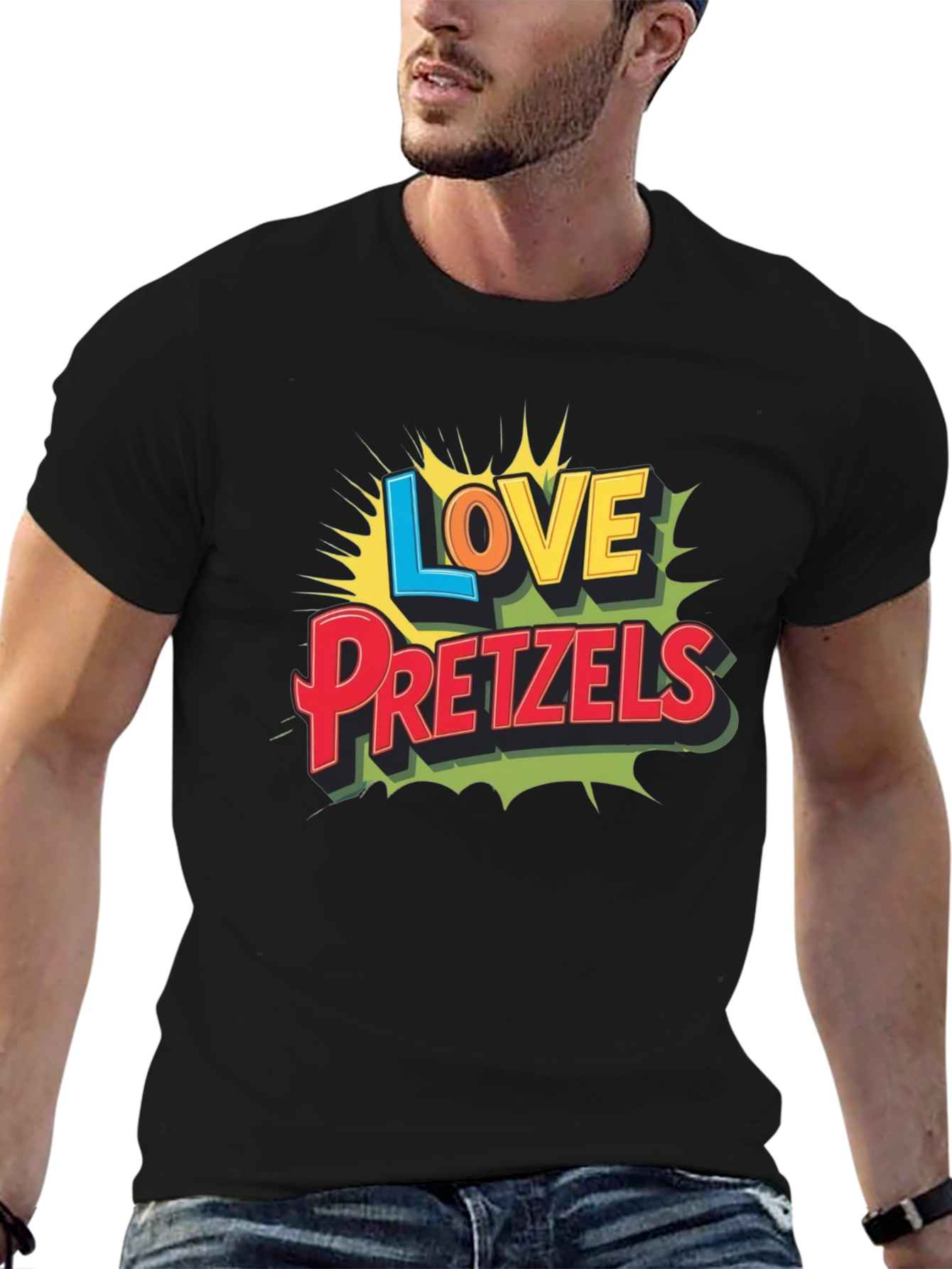 Love Pretzels Graphic Tee - Novelty Food Shirt