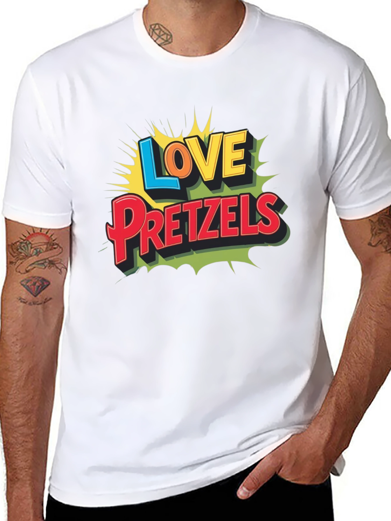 Love Pretzels Graphic Tee - Novelty Food Shirt