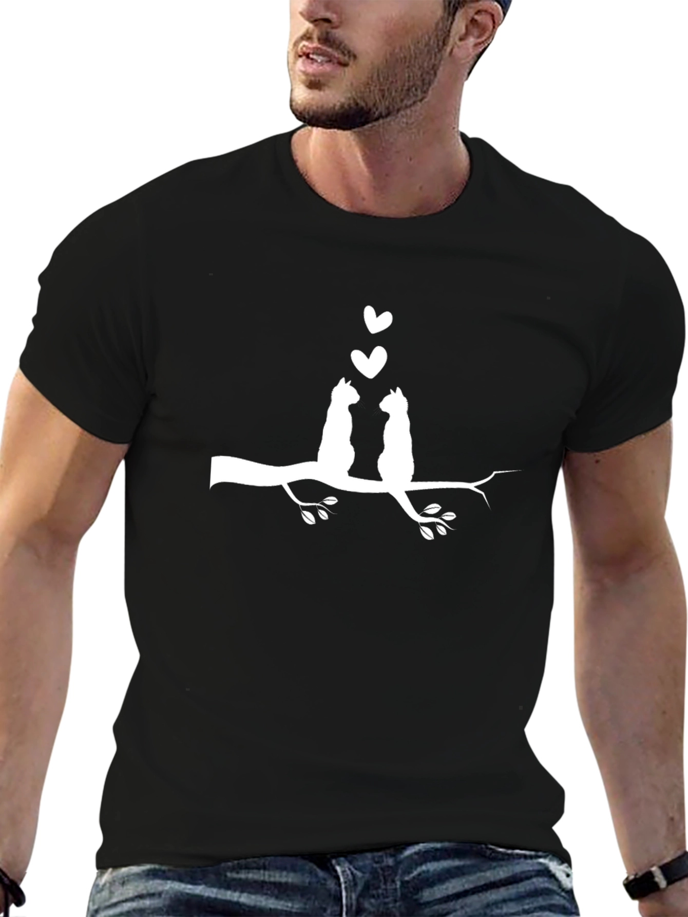 Cats in Love Black Graphic Tee