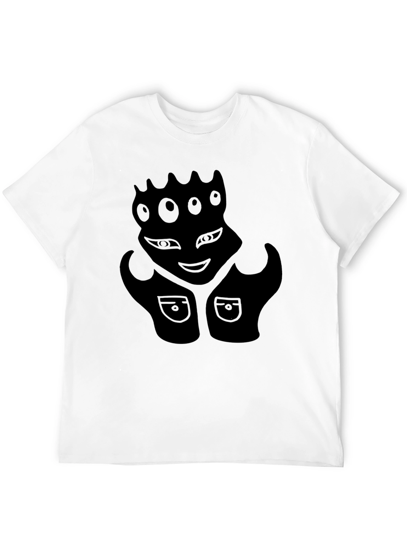 Black Graphic Tee - Alien Face Design
