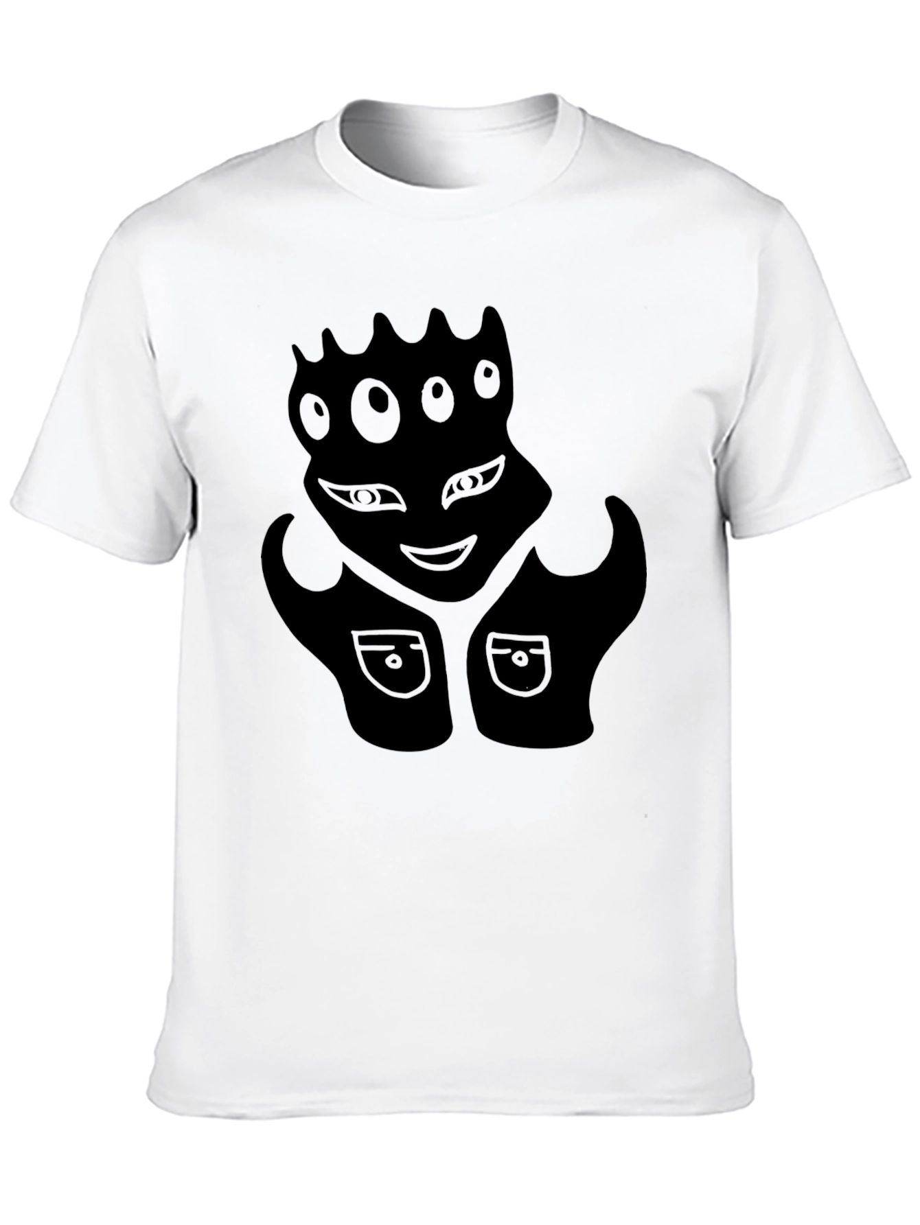 Black Graphic Tee - Alien Face Design