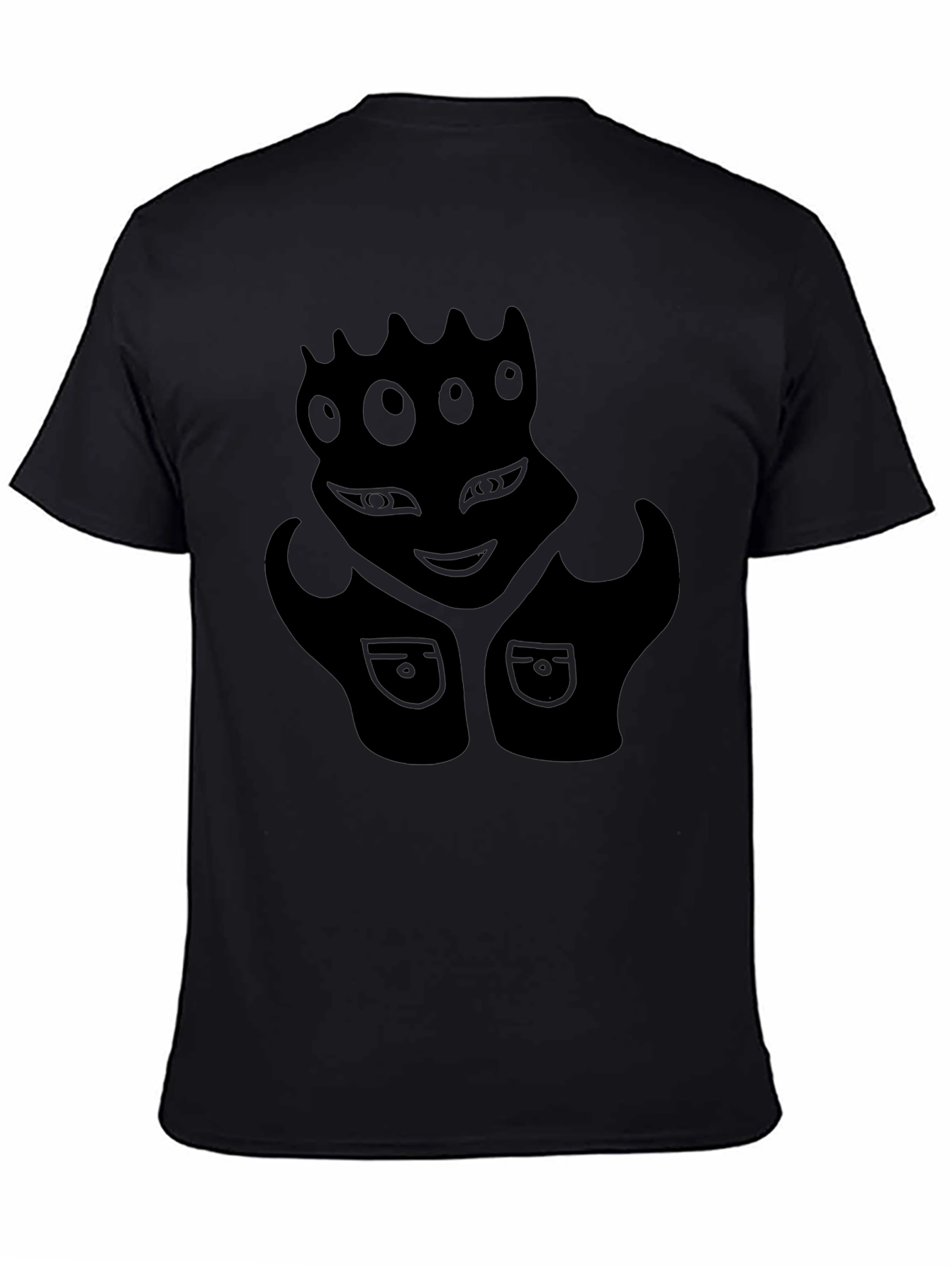 Black Graphic Tee - Alien Face Design
