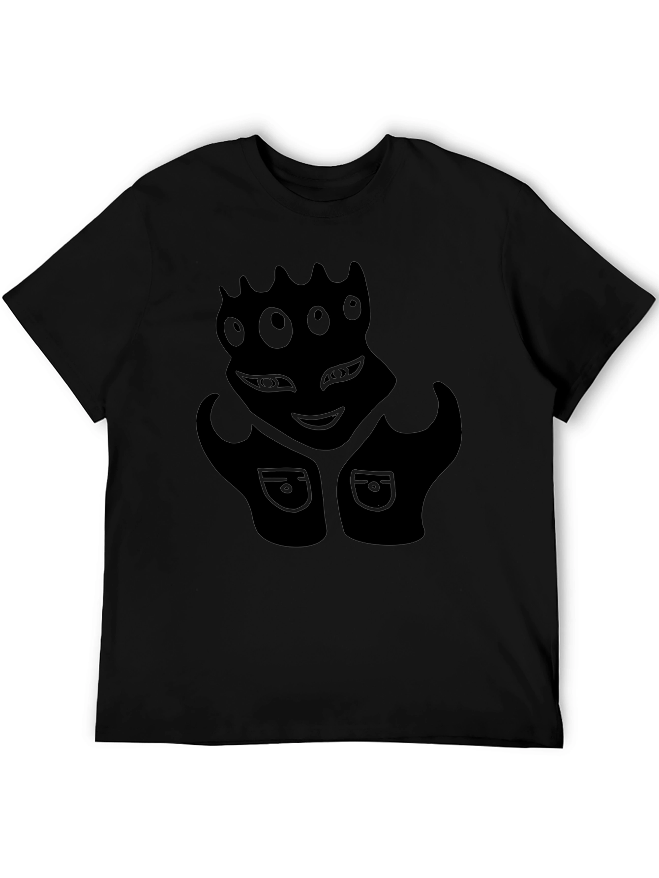 Black Graphic Tee - Alien Face Design