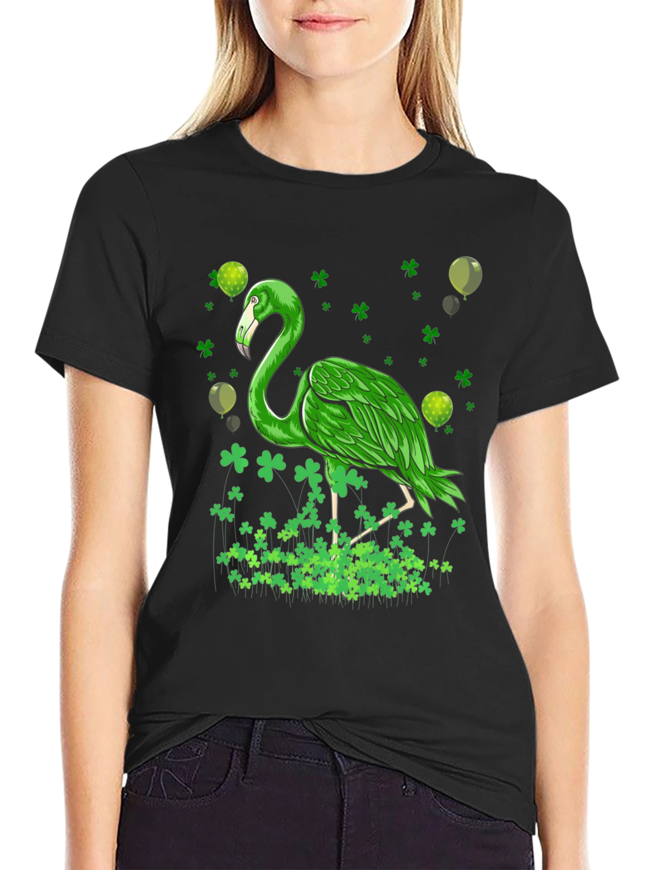 St. Patricks Day Green Flamingo T-Shirt