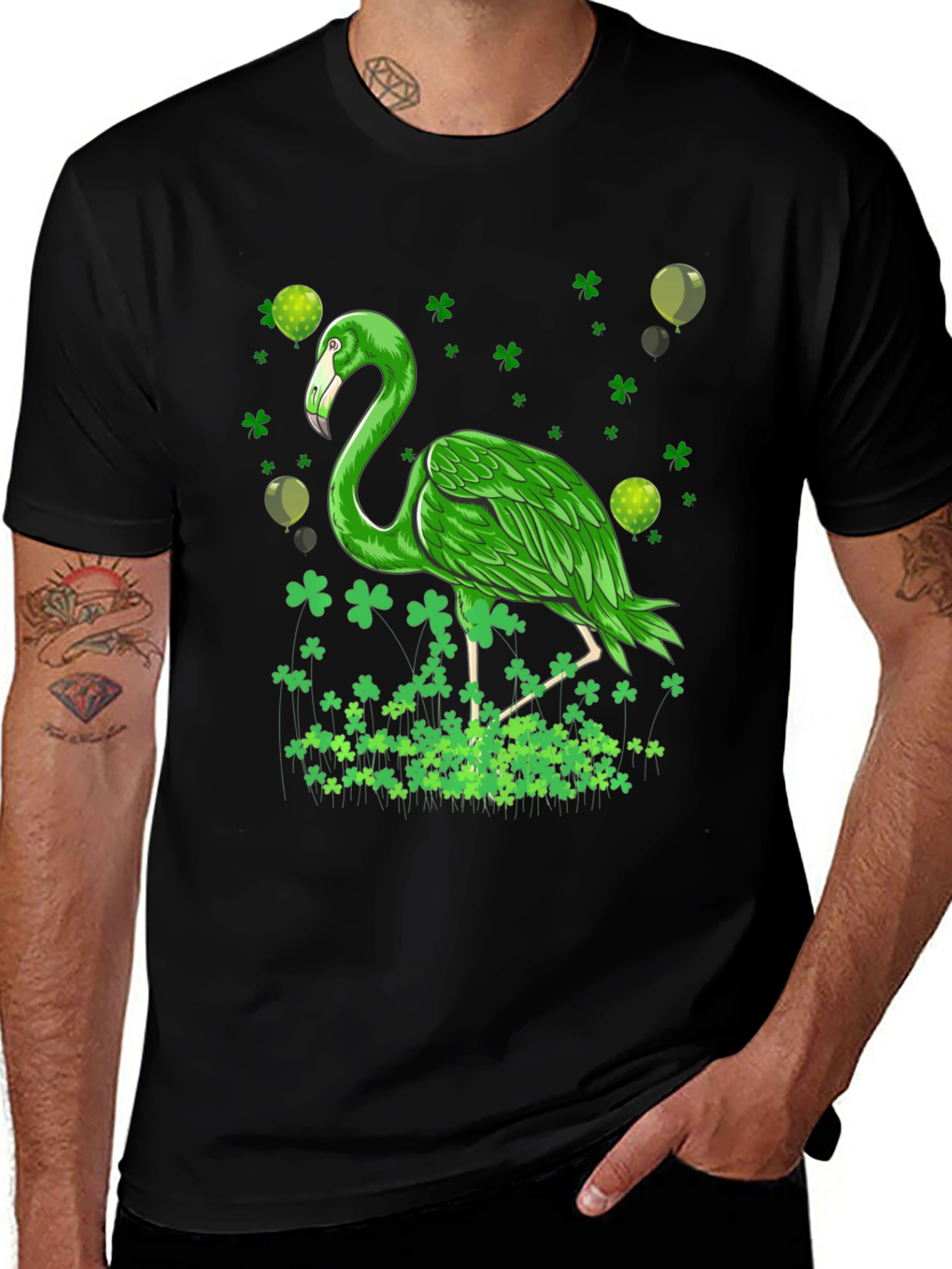 St. Patricks Day Green Flamingo T-Shirt