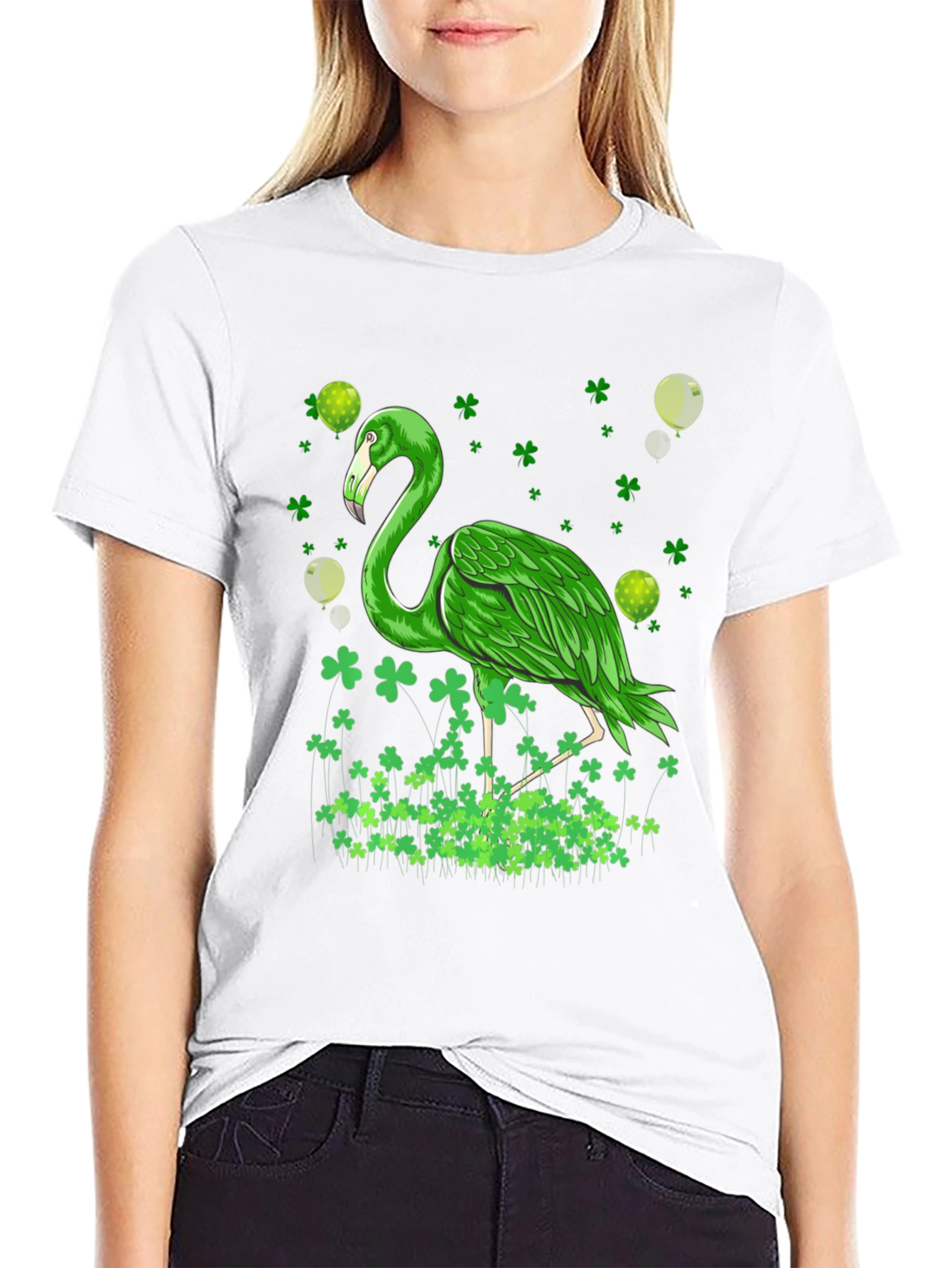 St. Patricks Day Green Flamingo T-Shirt