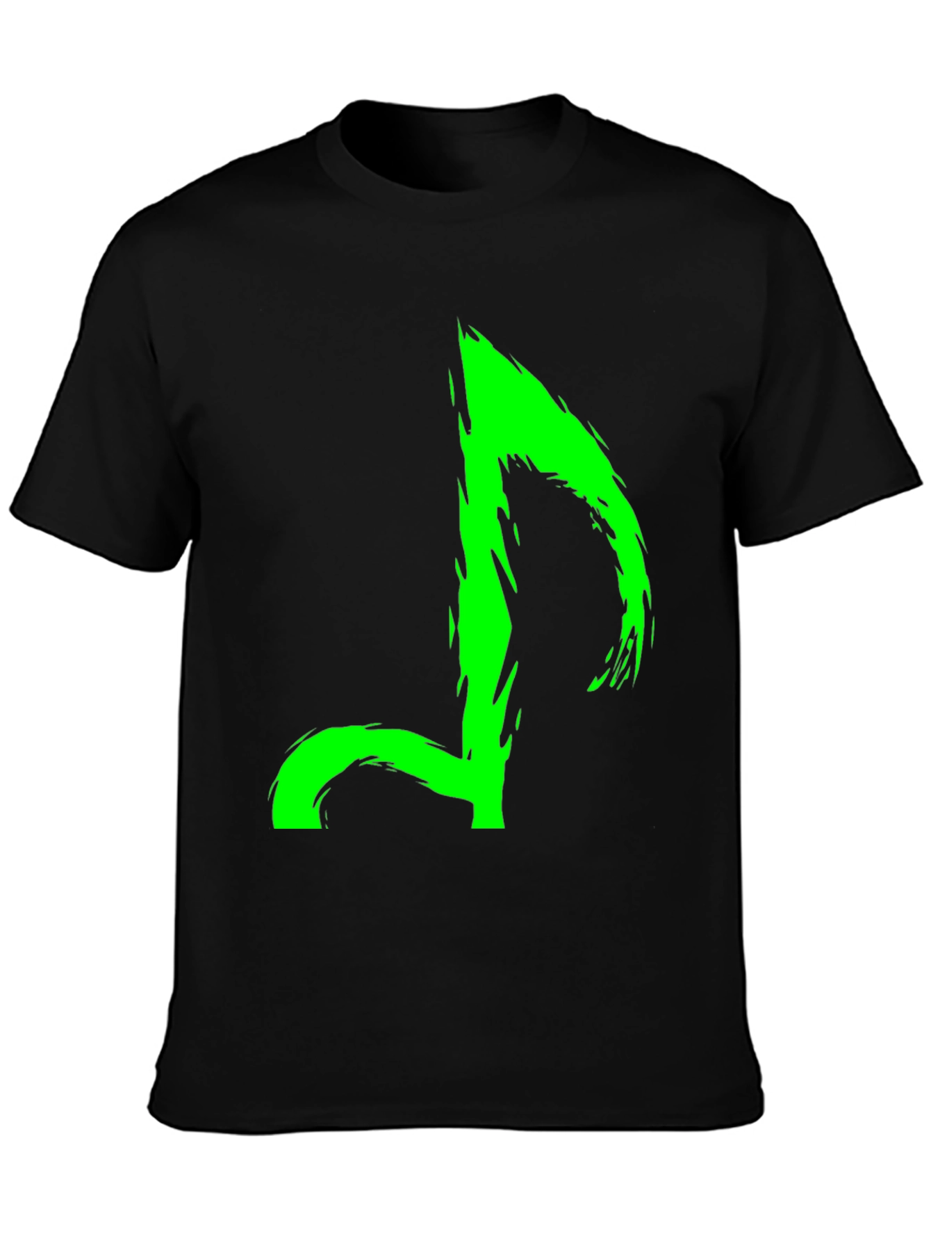 Neon Green Music Note Graphic Black T-Shirt