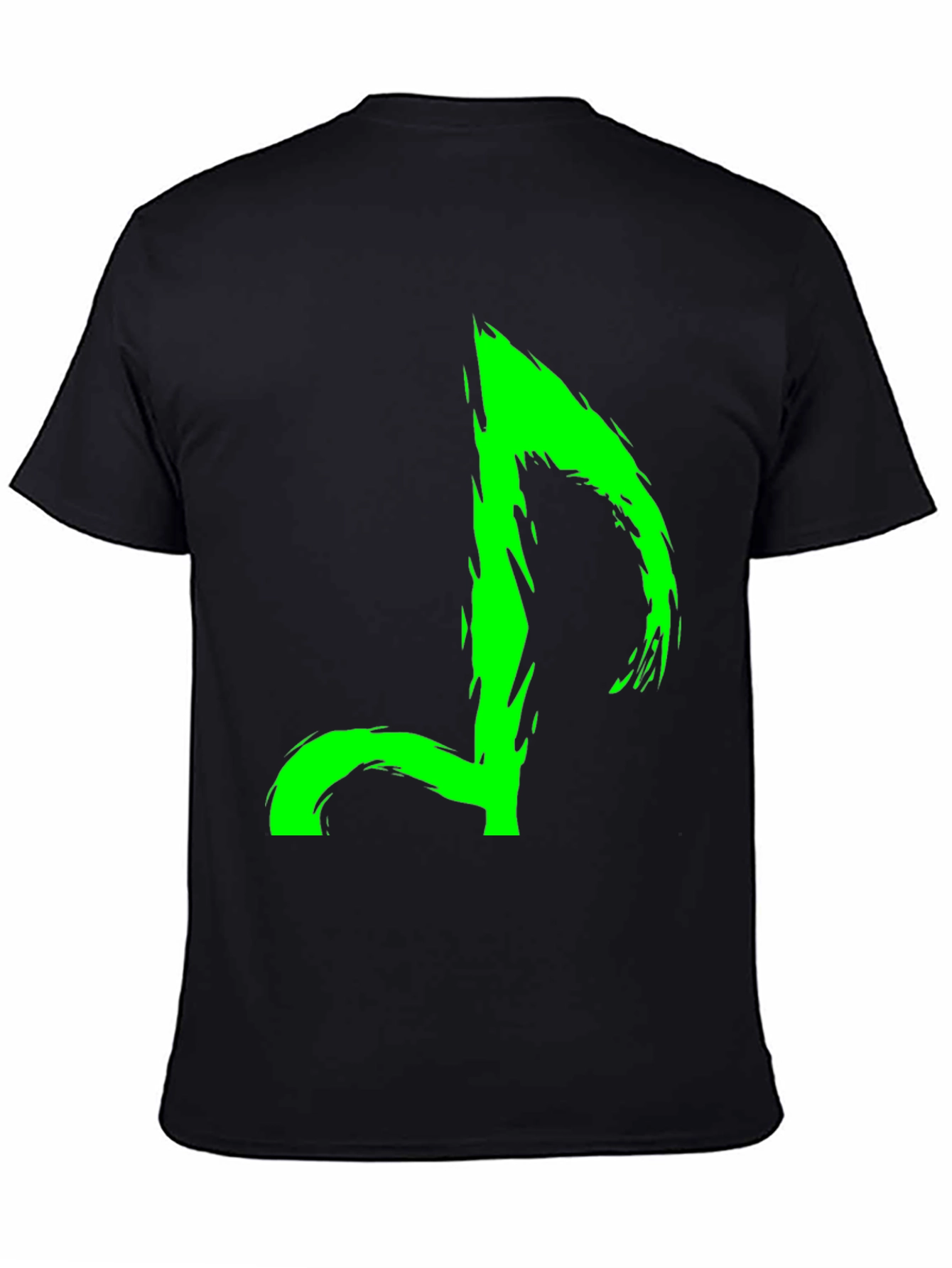 Neon Green Music Note Graphic Black T-Shirt