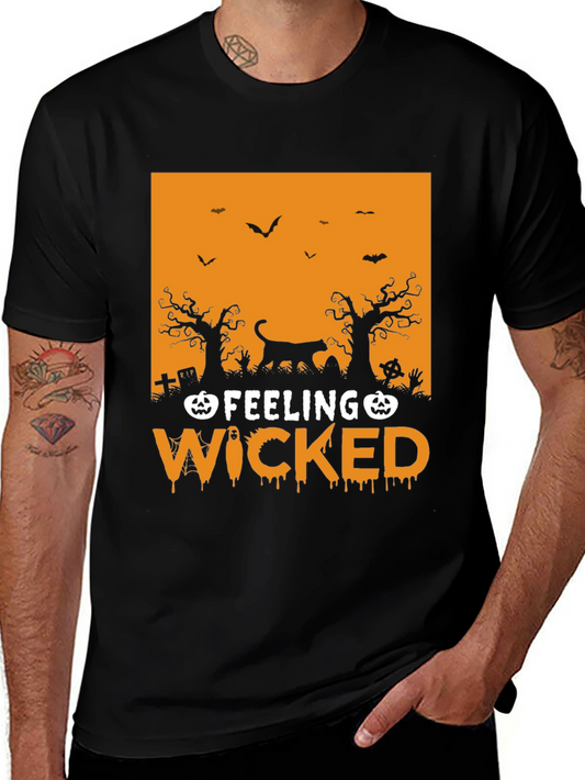 Feeling Wicked Halloween T-Shirt - Black Cat Design