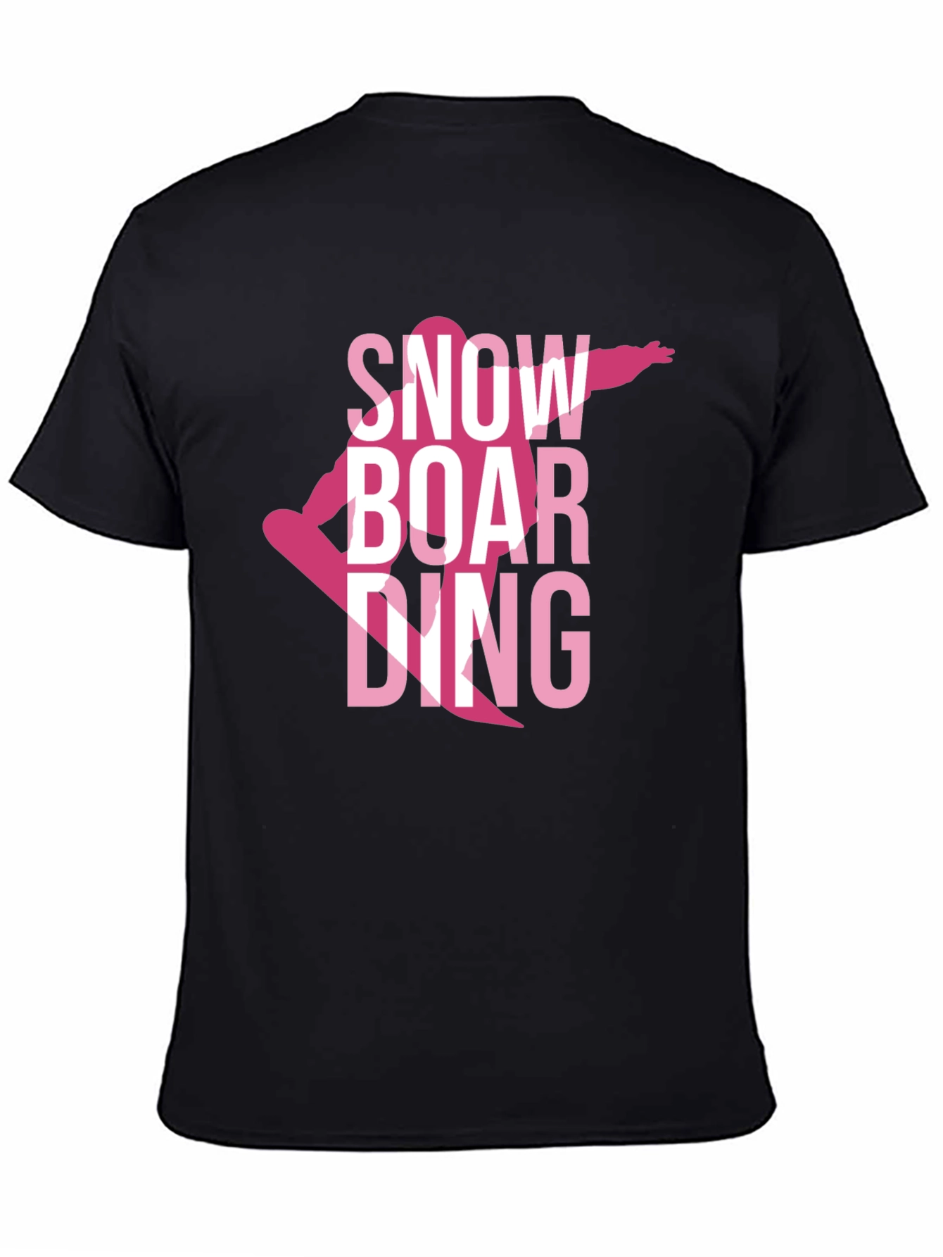 Snowboarding Graphic Tee - Pink on Black