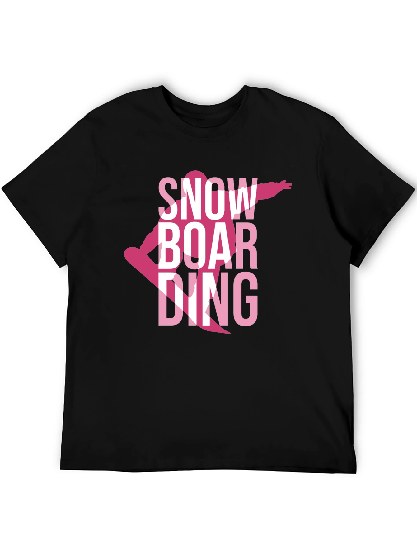 Snowboarding Graphic Tee - Pink on Black