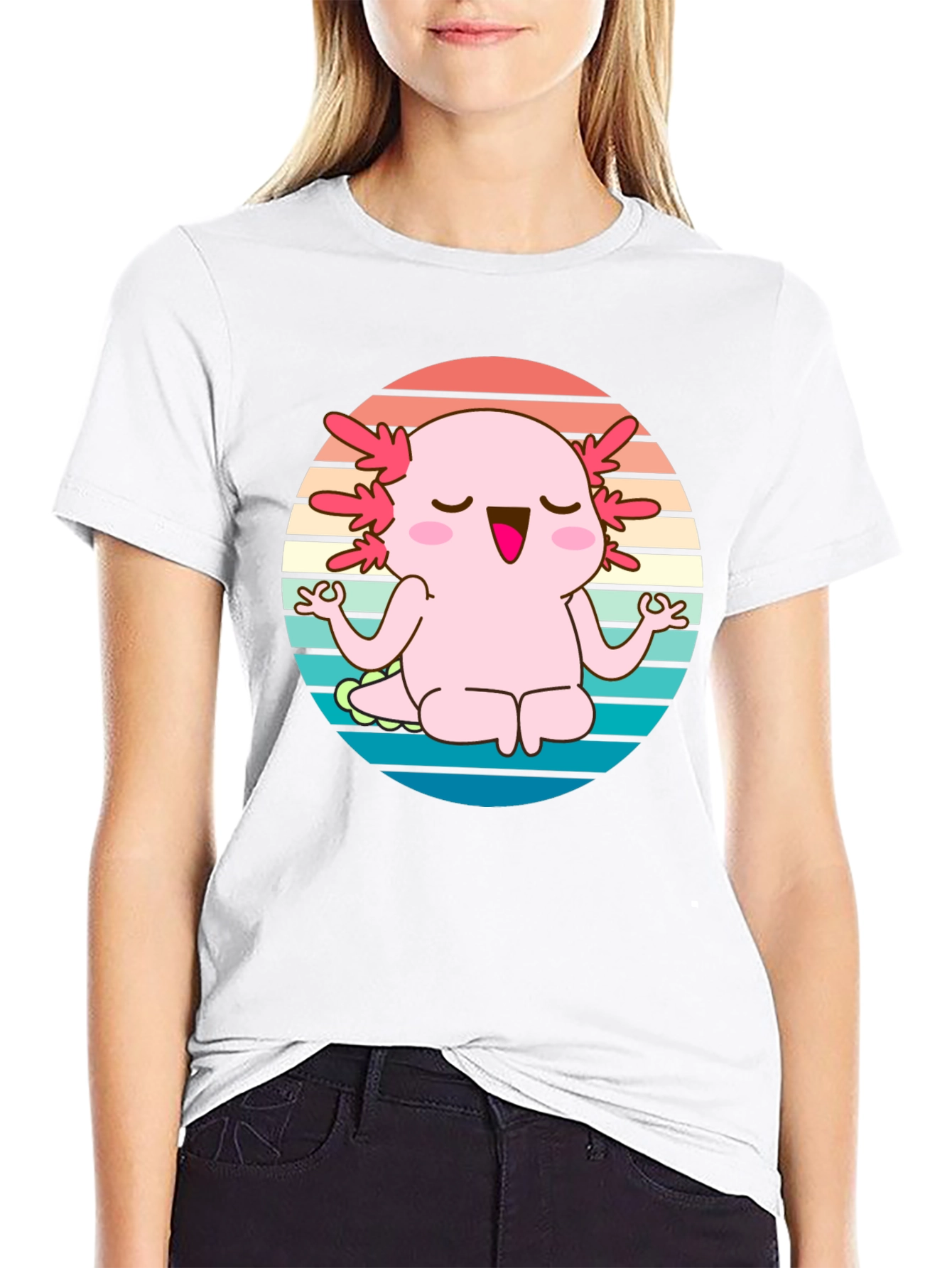 Axolotl Meditating T-Shirt - Cute Yoga Design