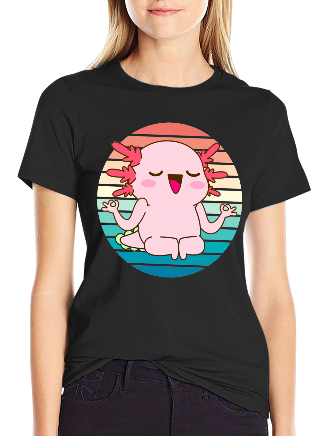Axolotl Meditating T-Shirt - Cute Yoga Design