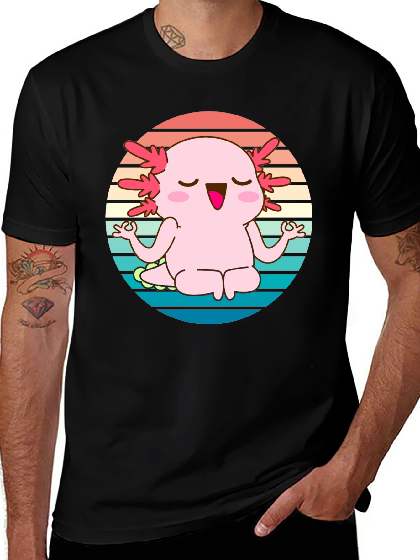 Axolotl Meditating T-Shirt - Cute Yoga Design