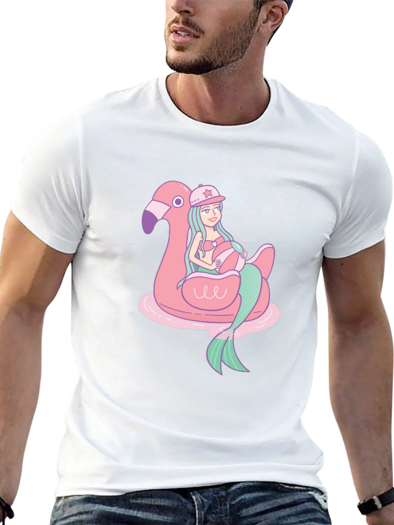 Mermaid Flamingo Float T-Shirt