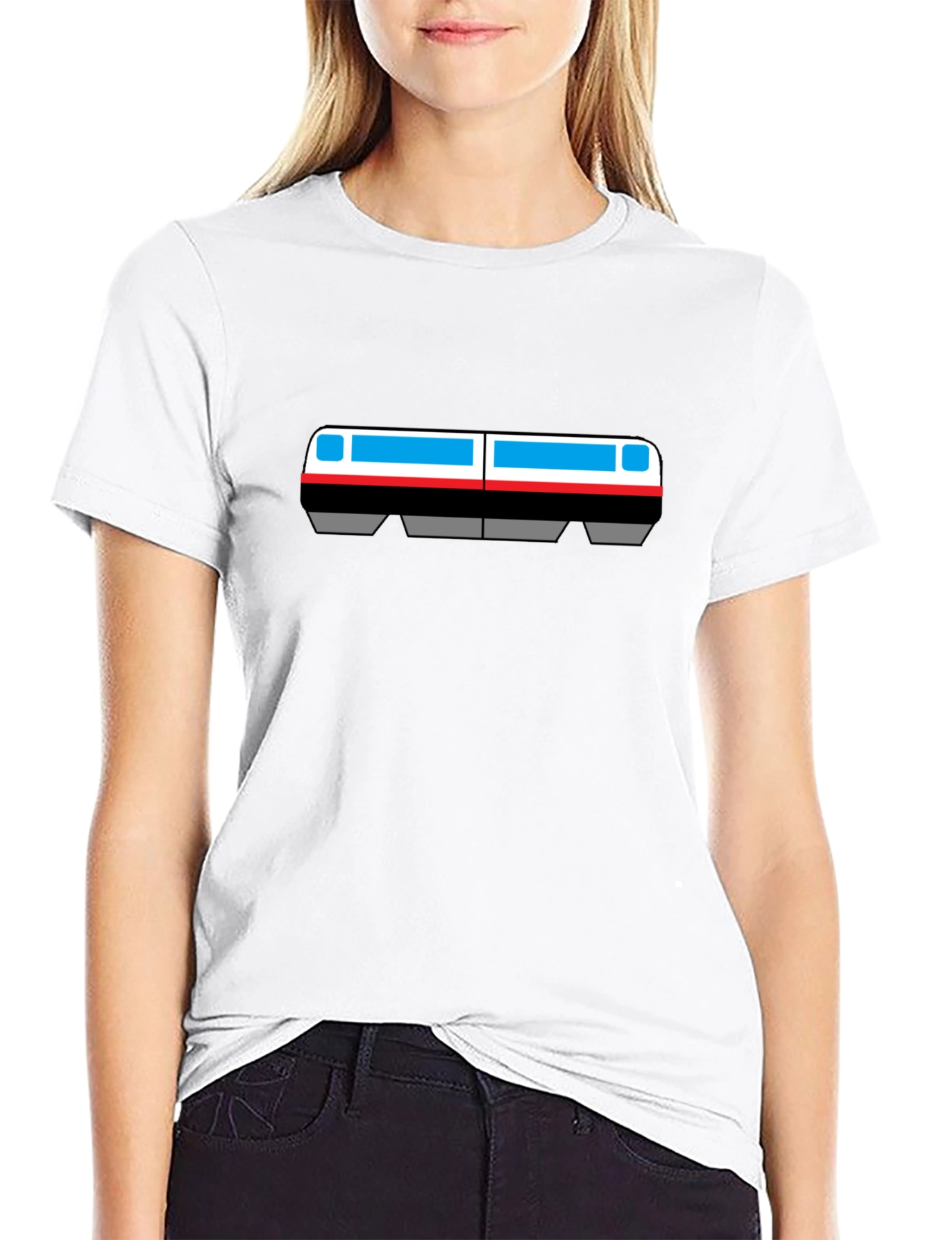 Retro Subway Train Graphic Tee - Black