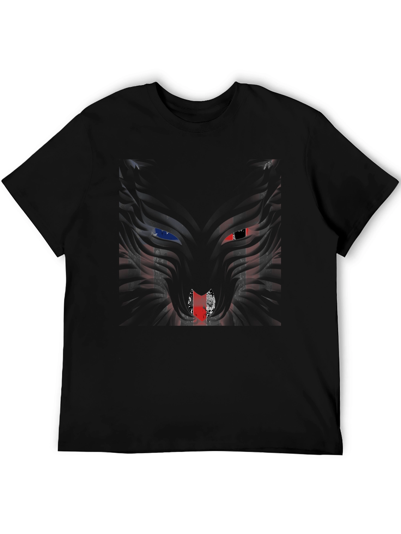 American Flag Wolf Graphic Mens T-Shirt