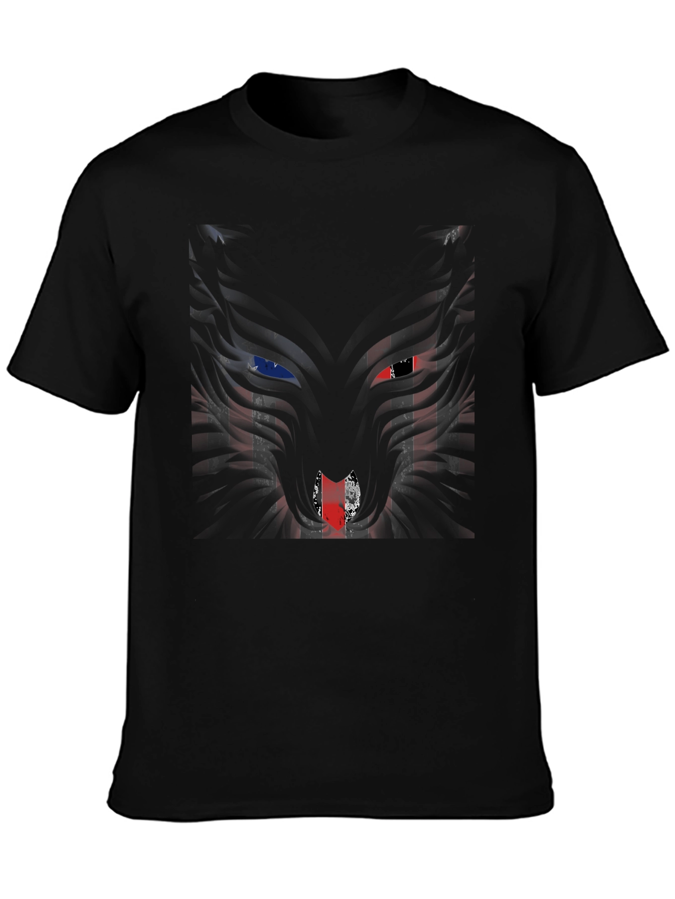 American Flag Wolf Graphic Mens T-Shirt
