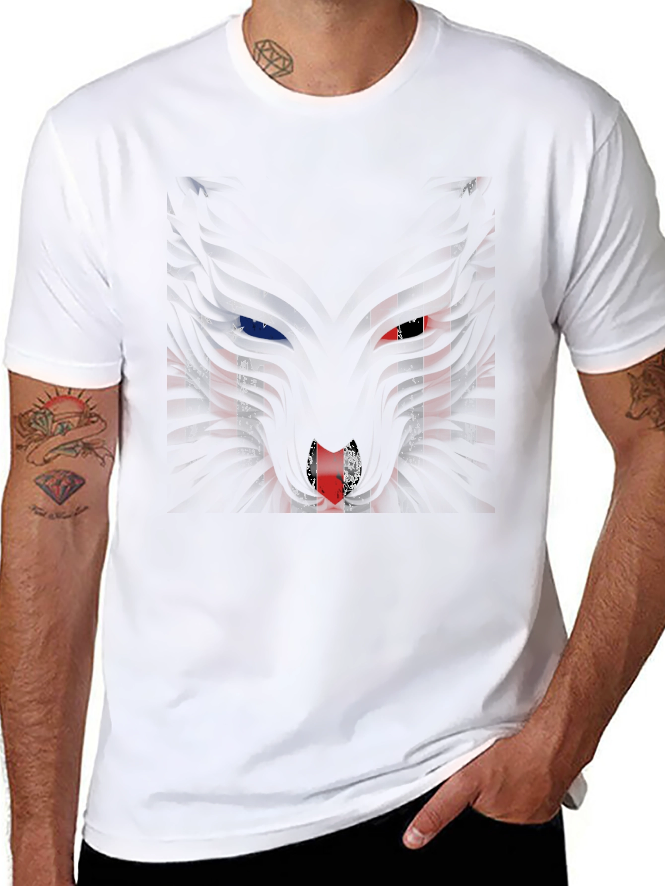American Flag Wolf Graphic Mens T-Shirt