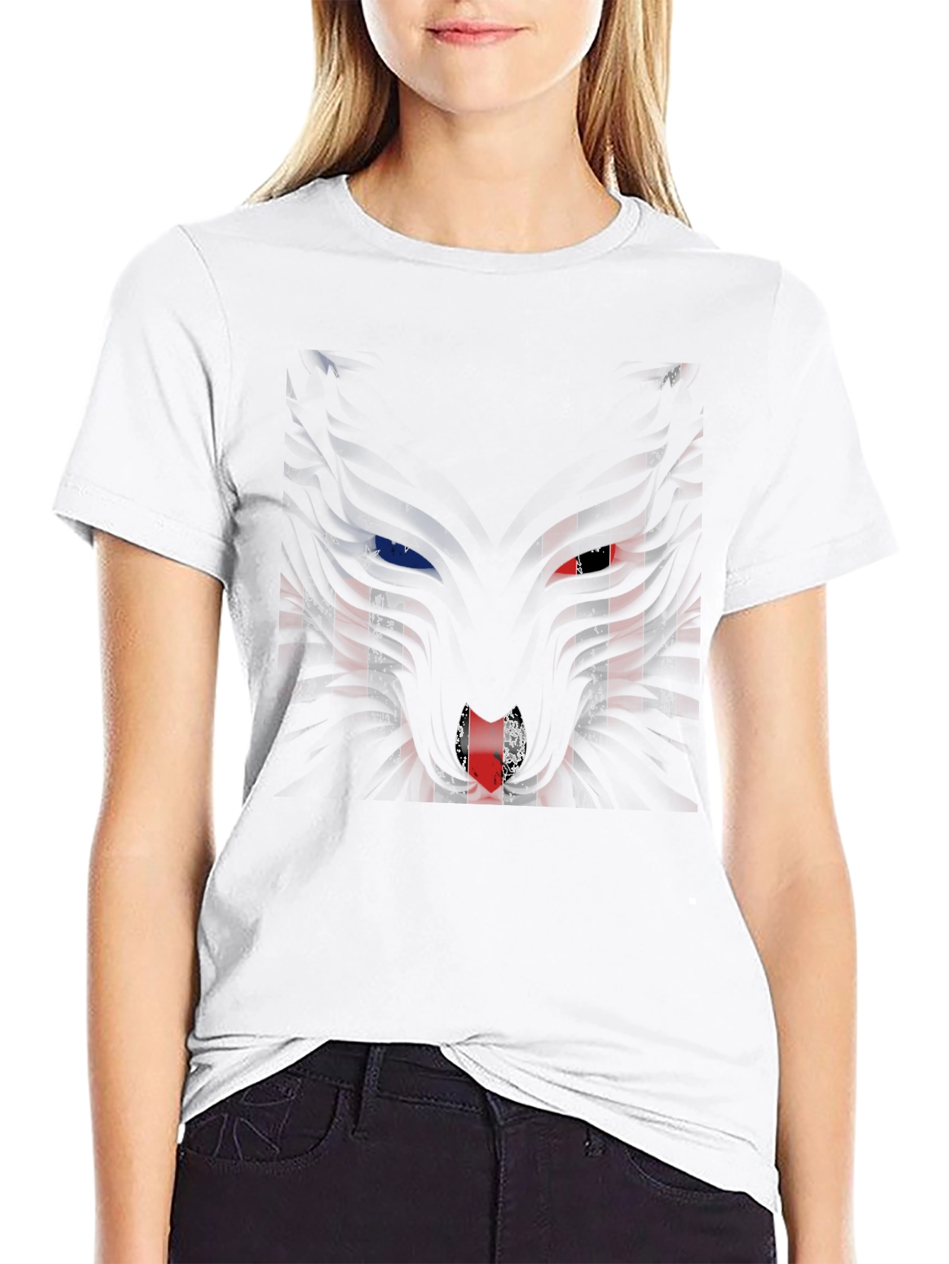 American Flag Wolf Graphic Mens T-Shirt