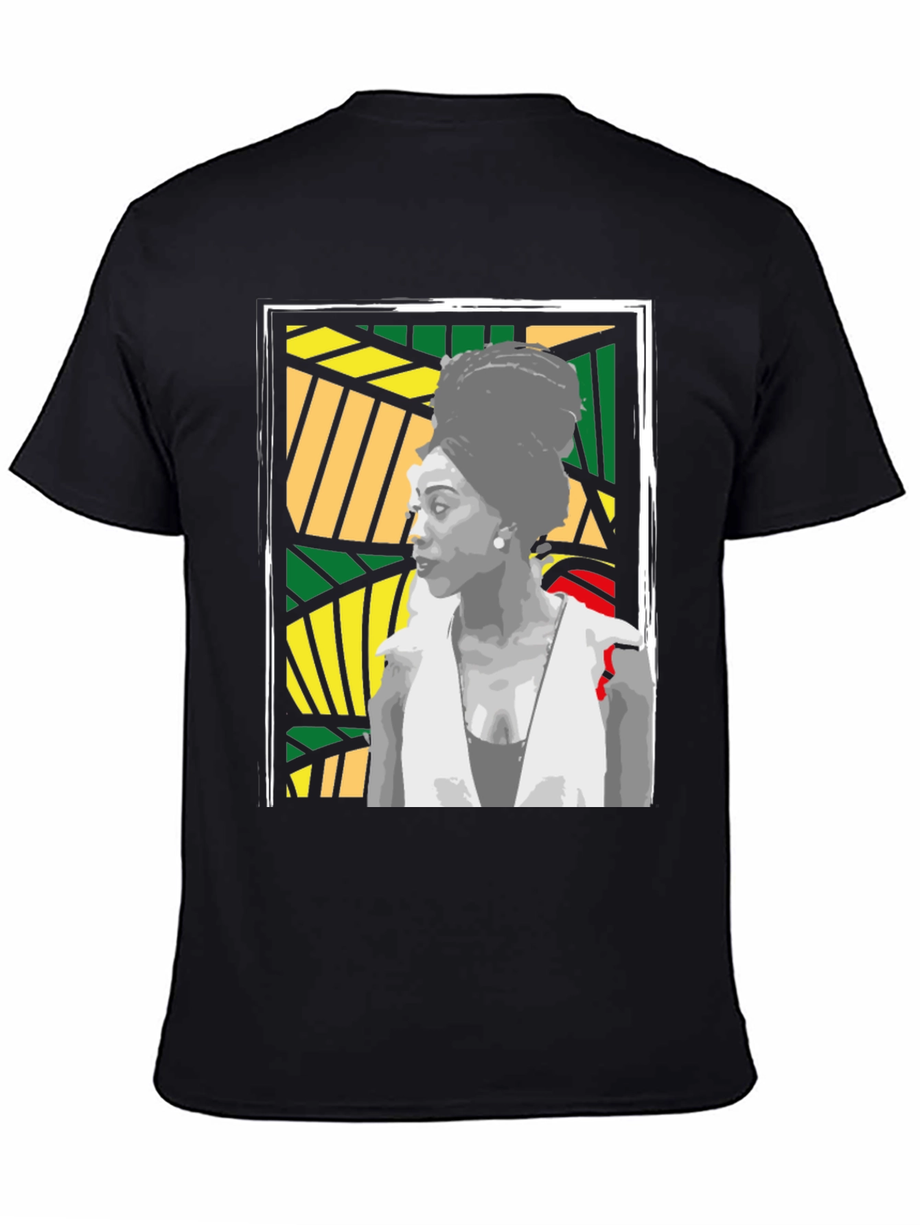 Black T-Shirt with Artistic Portrait Design