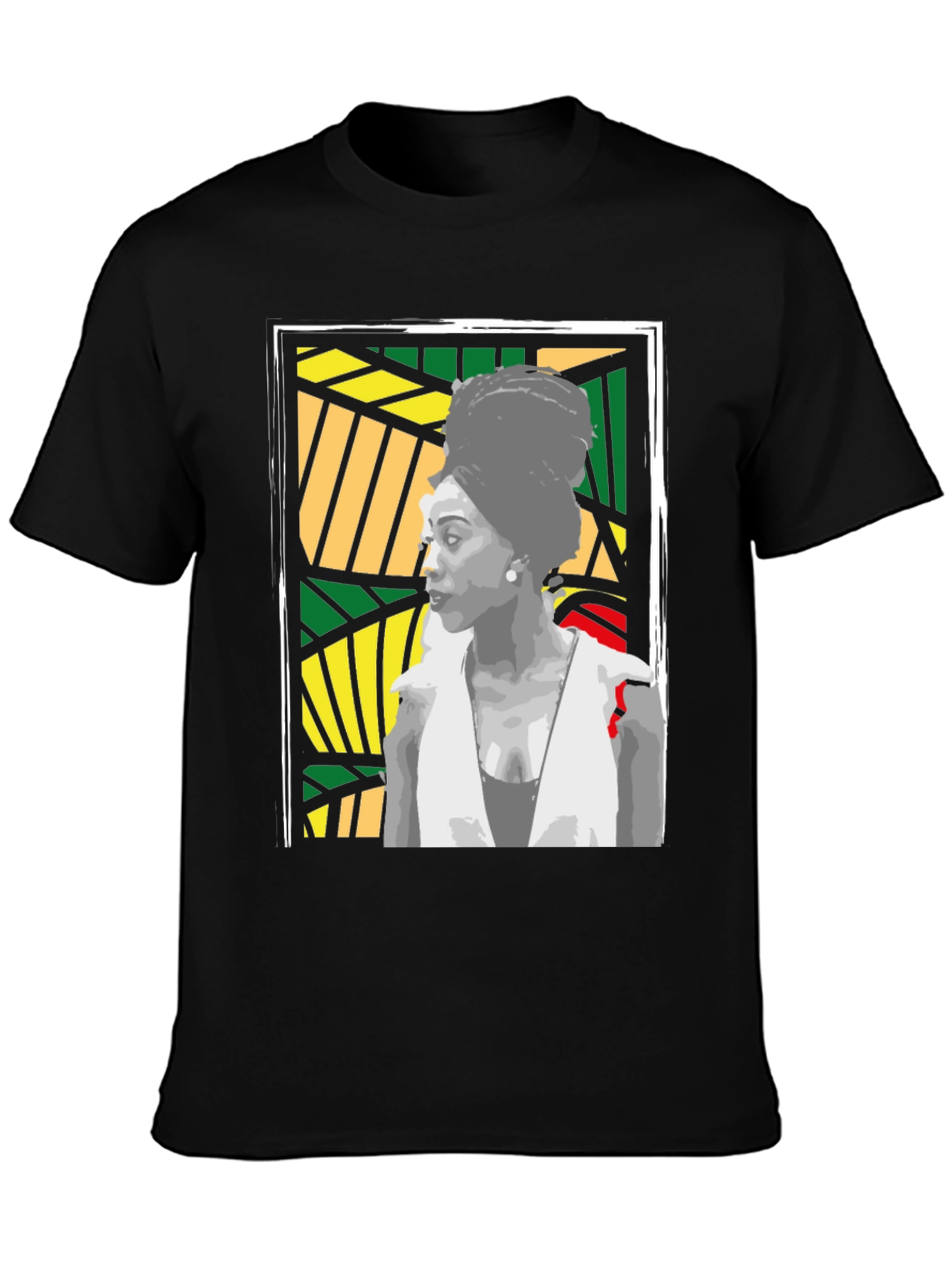 Black T-Shirt with Artistic Portrait Design