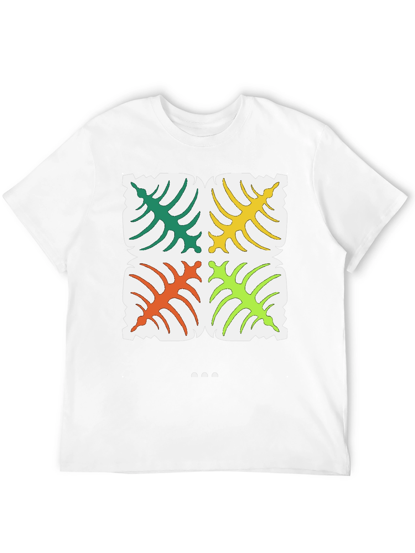 Tropical Leaf Pattern T-Shirt - Stylish Black Tee