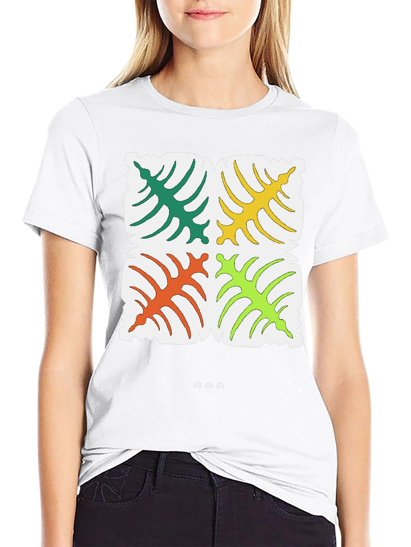 Tropical Leaf Pattern T-Shirt - Stylish Black Tee