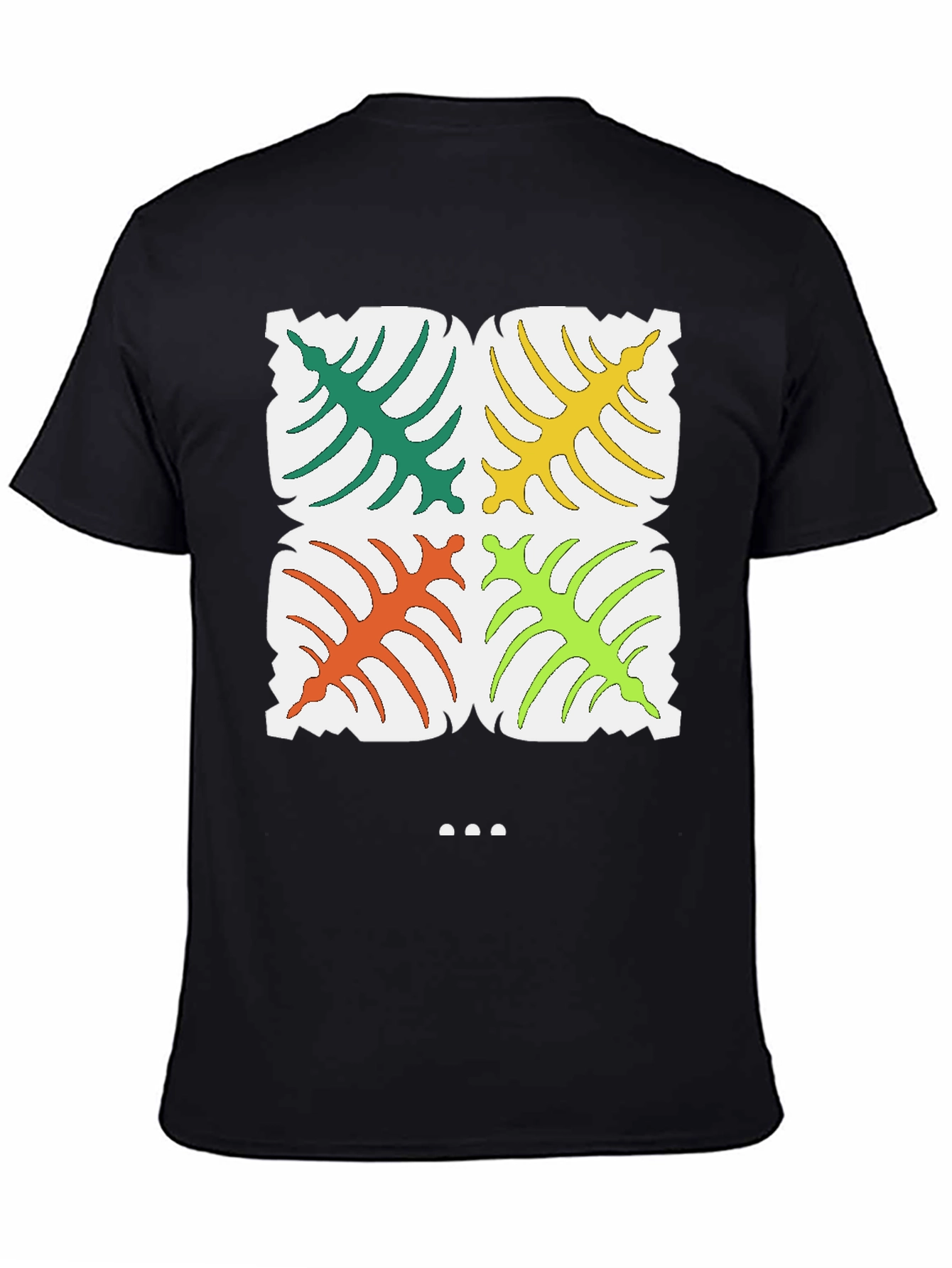 Tropical Leaf Pattern T-Shirt - Stylish Black Tee