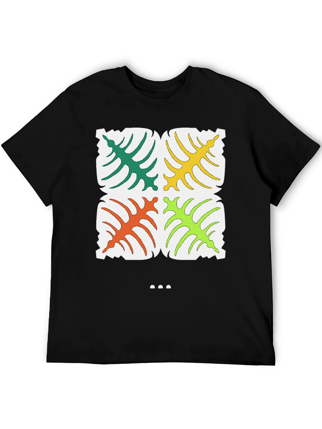 Tropical Leaf Pattern T-Shirt - Stylish Black Tee