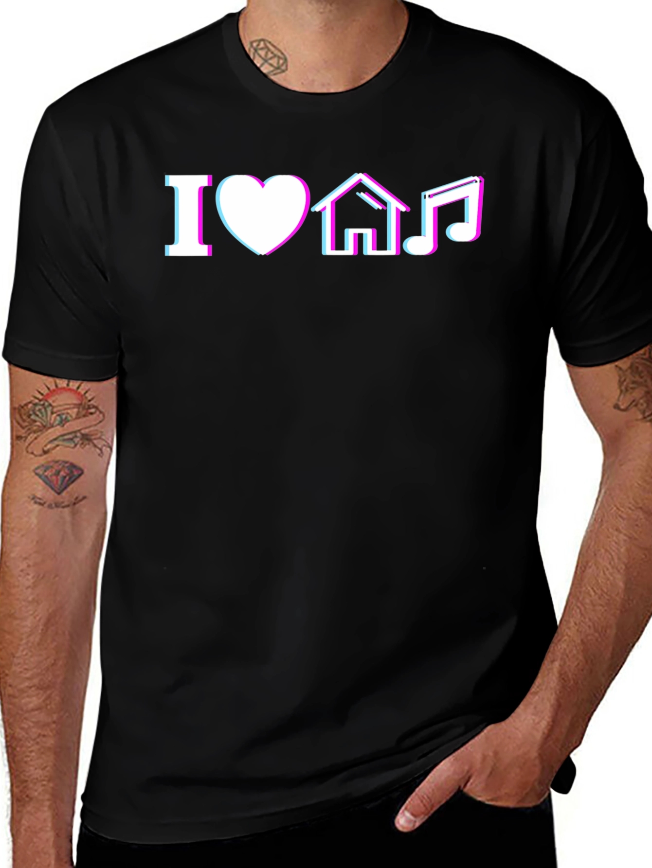I Love House Music Black T-Shirt