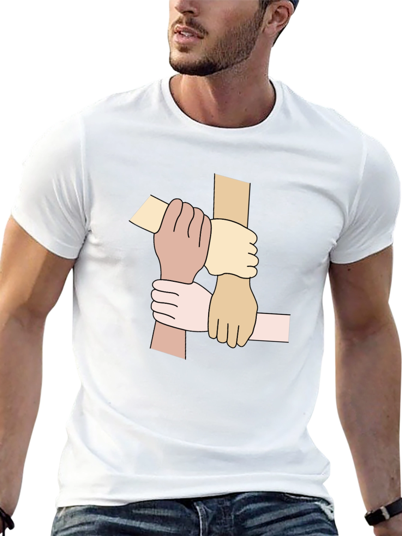Unity Hands Graphic Tee - Black Cotton T-Shirt