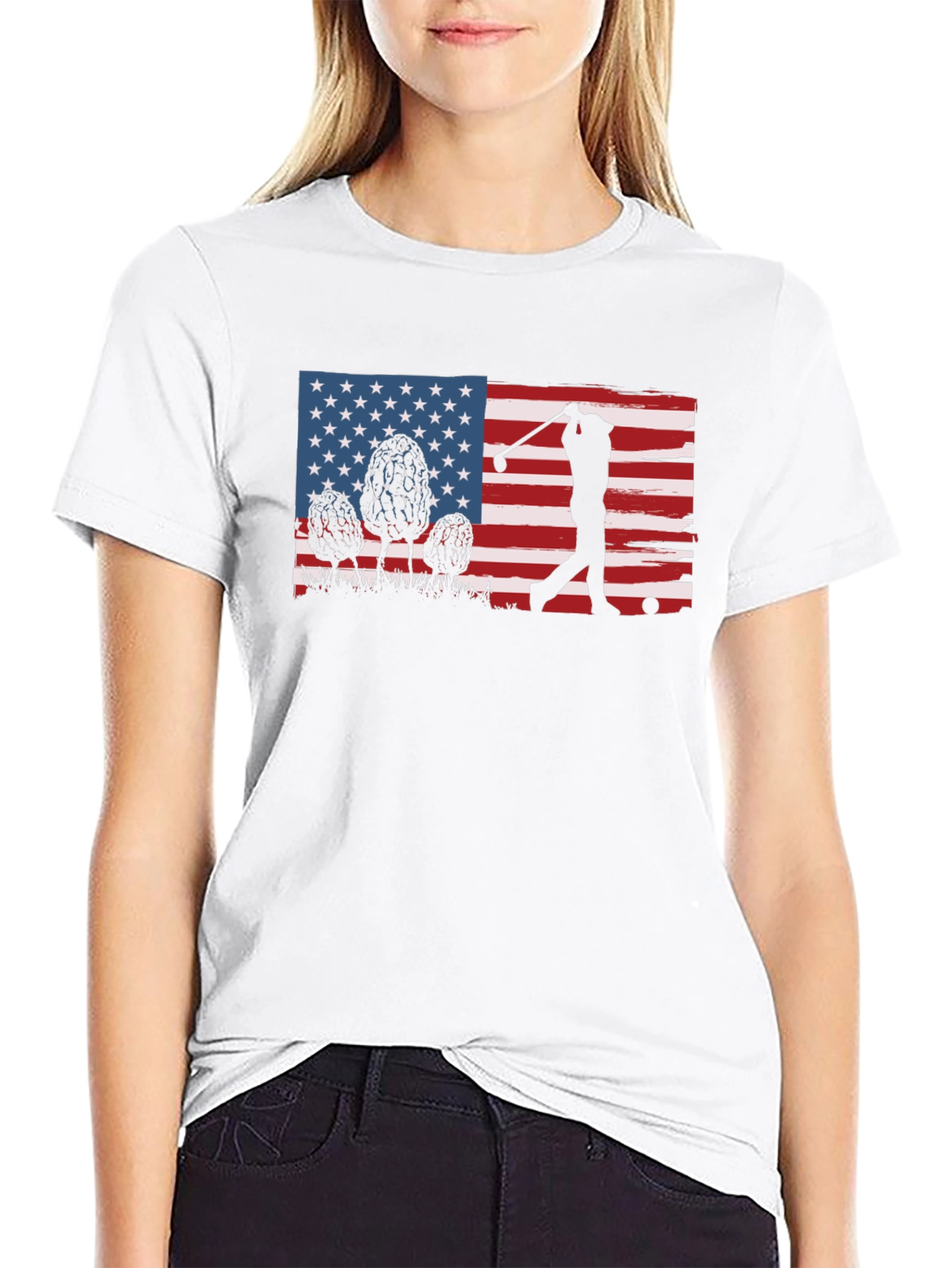 Golfing American Flag Graphic Tee