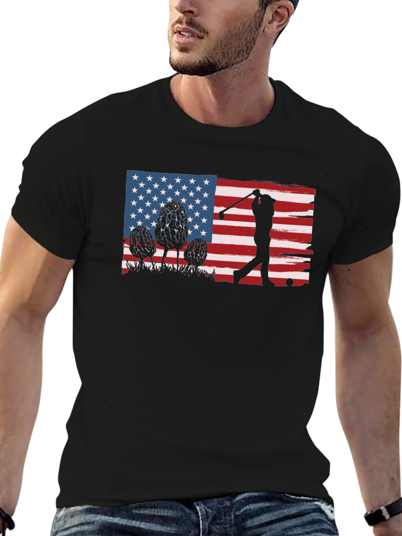 Golfing American Flag Graphic Tee
