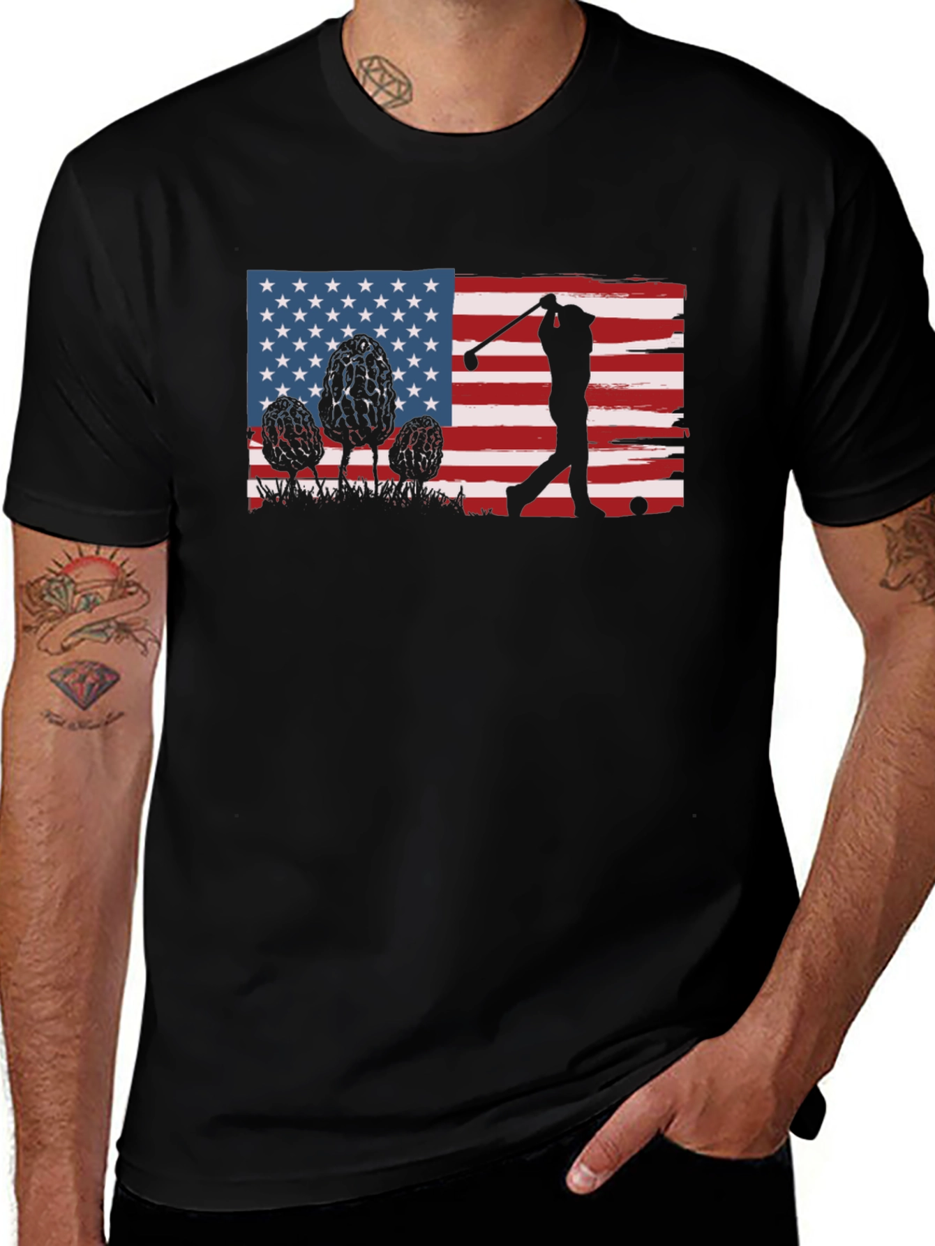 Golfing American Flag Graphic Tee