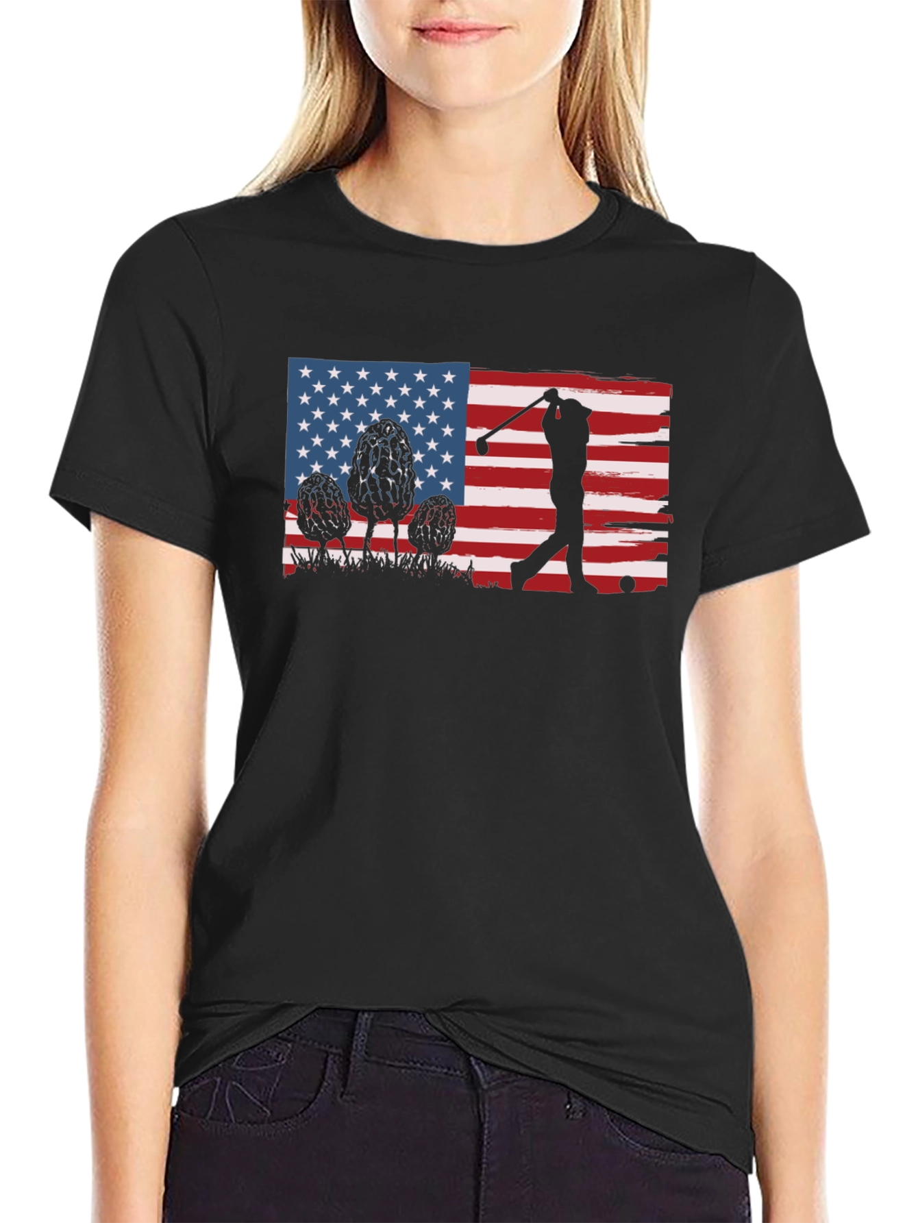 Golfing American Flag Graphic Tee