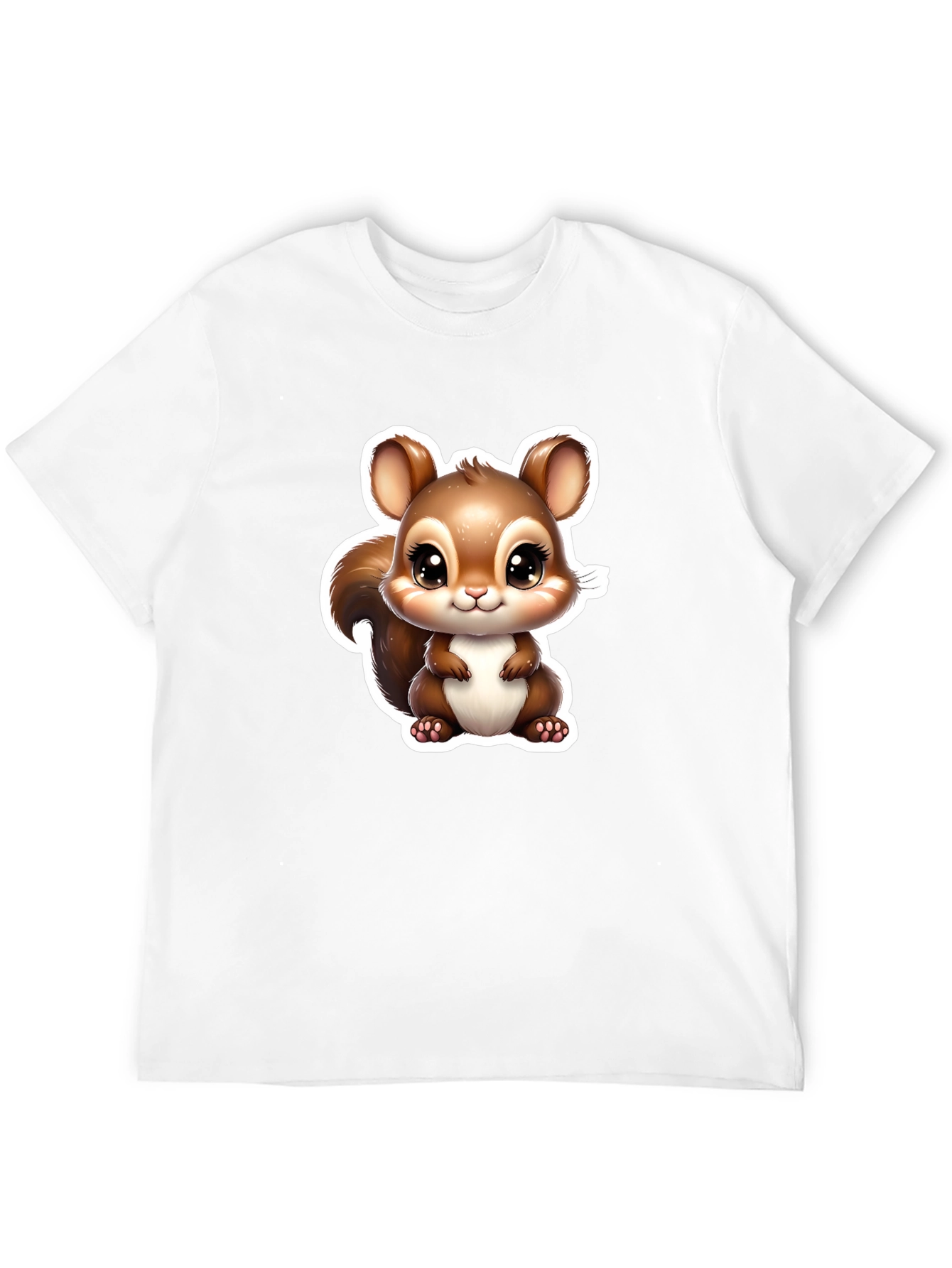 Cute Squirrel Graphic Tee - Soft Black Cotton Shirt
