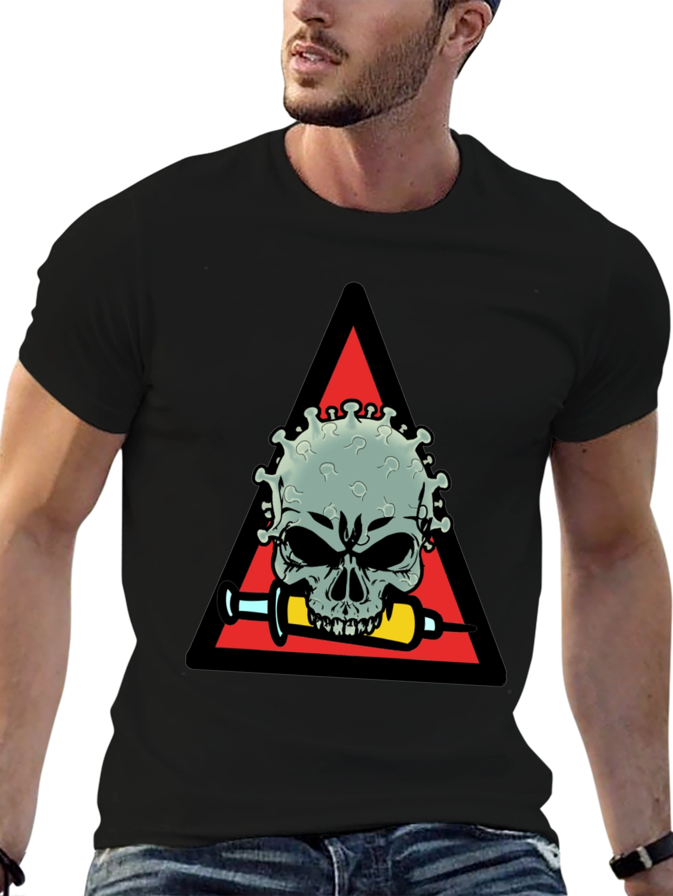 Virus Skull Graphic Tee - Vaccine Humor Shirt