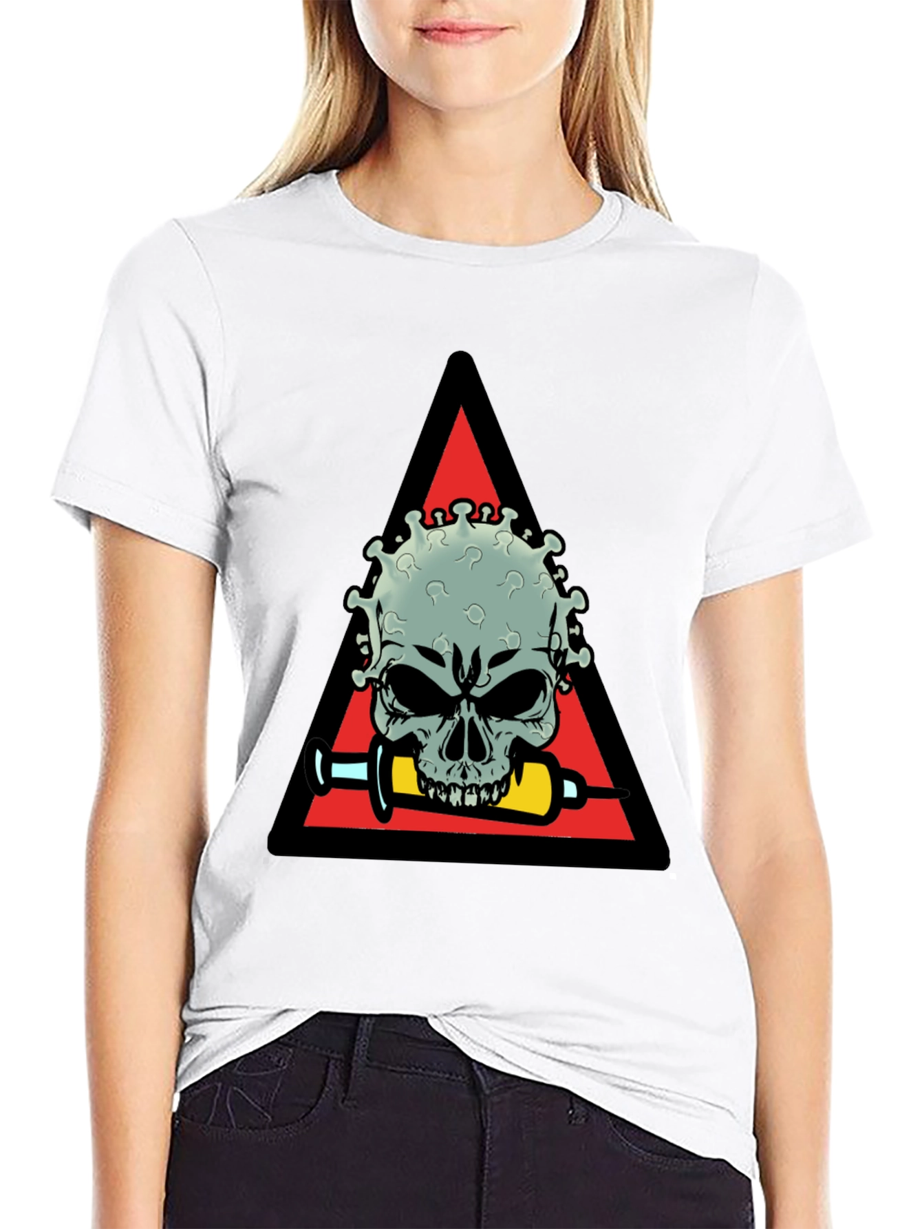 Virus Skull Graphic Tee - Vaccine Humor Shirt