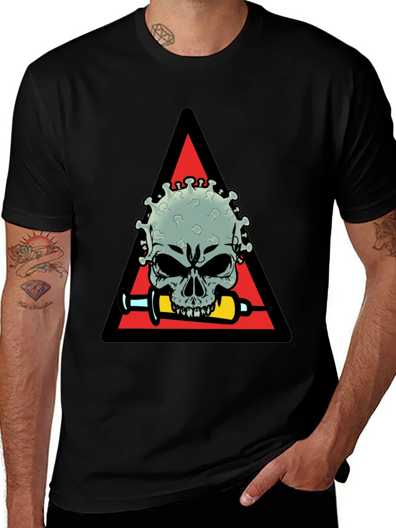 Virus Skull Graphic Tee - Vaccine Humor Shirt