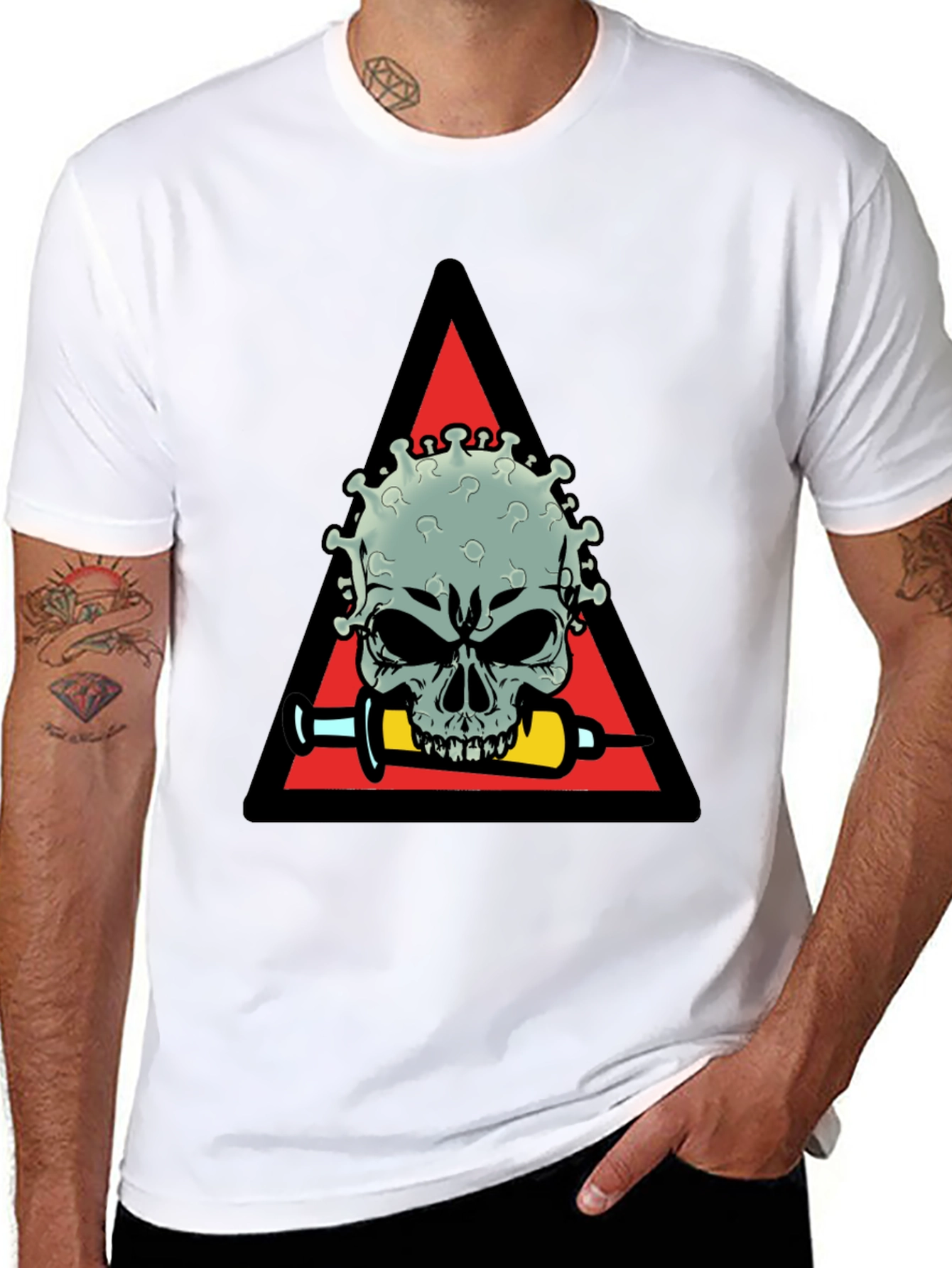 Virus Skull Graphic Tee - Vaccine Humor Shirt