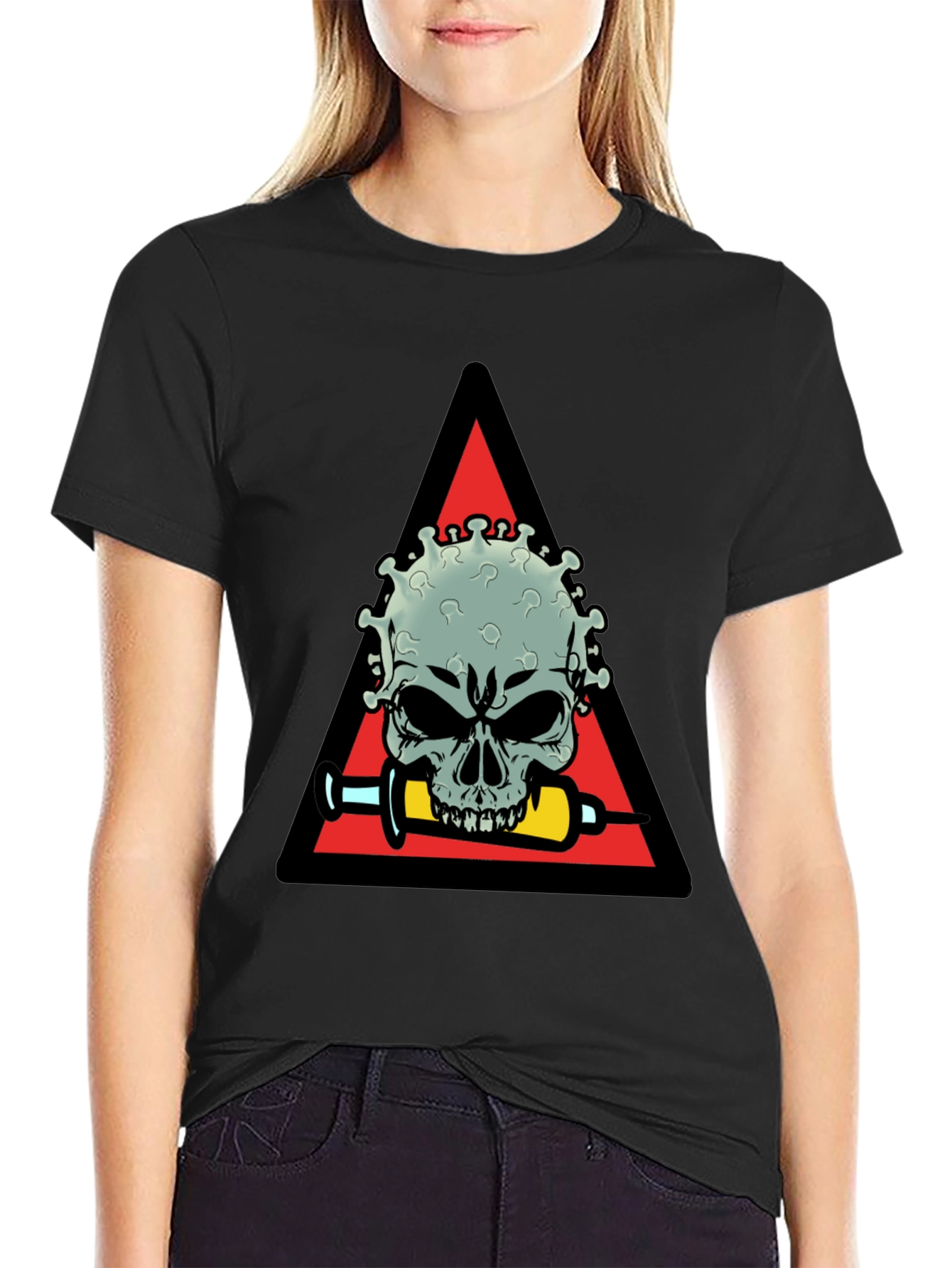 Virus Skull Graphic Tee - Vaccine Humor Shirt