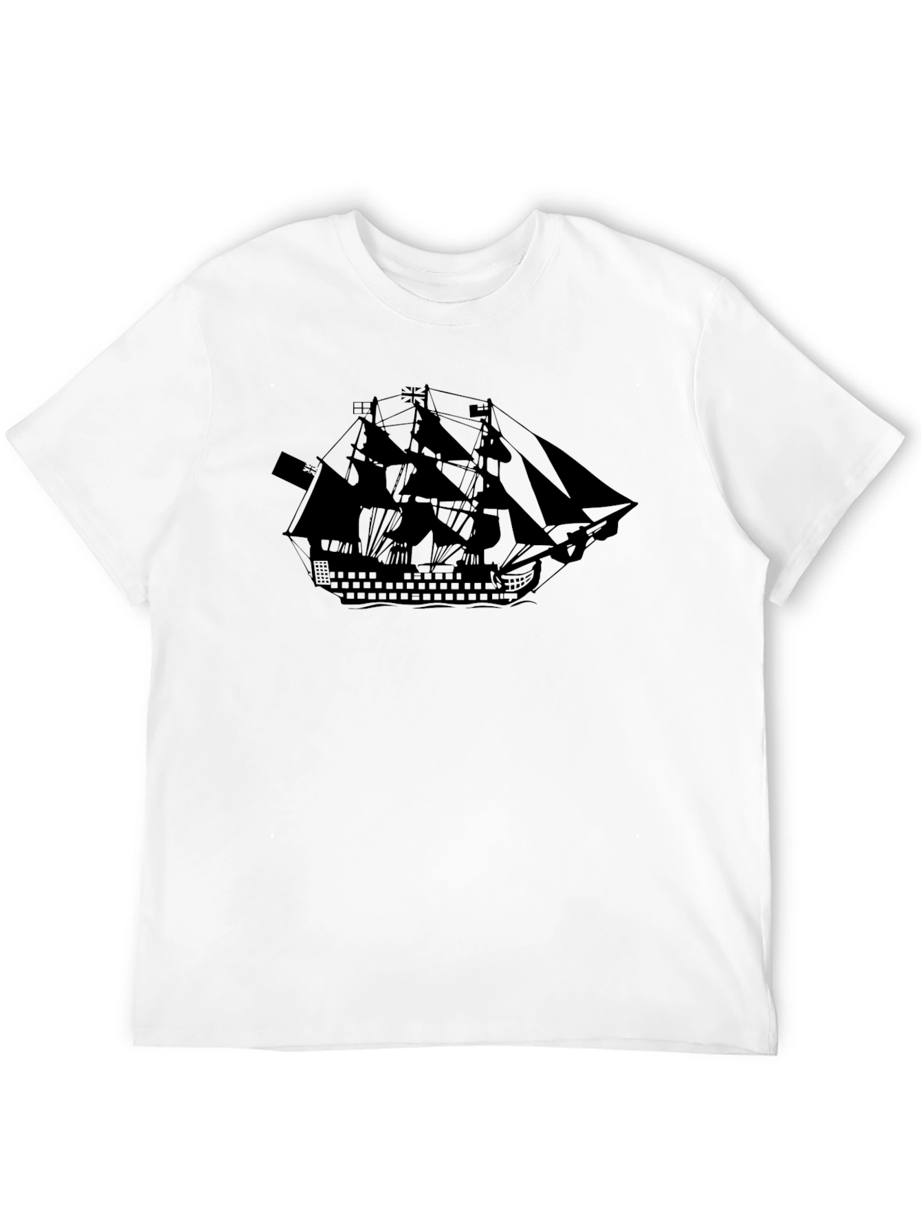 Black Pirate Ship Graphic T-Shirt