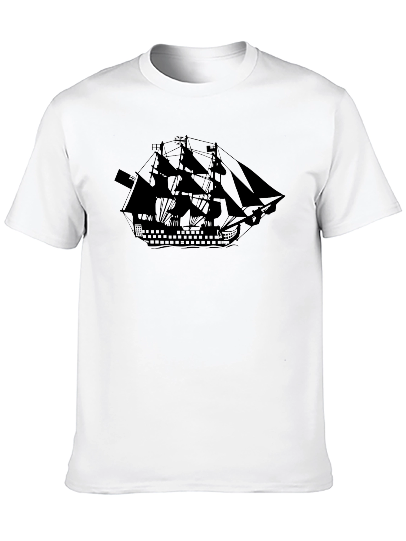 Black Pirate Ship Graphic T-Shirt