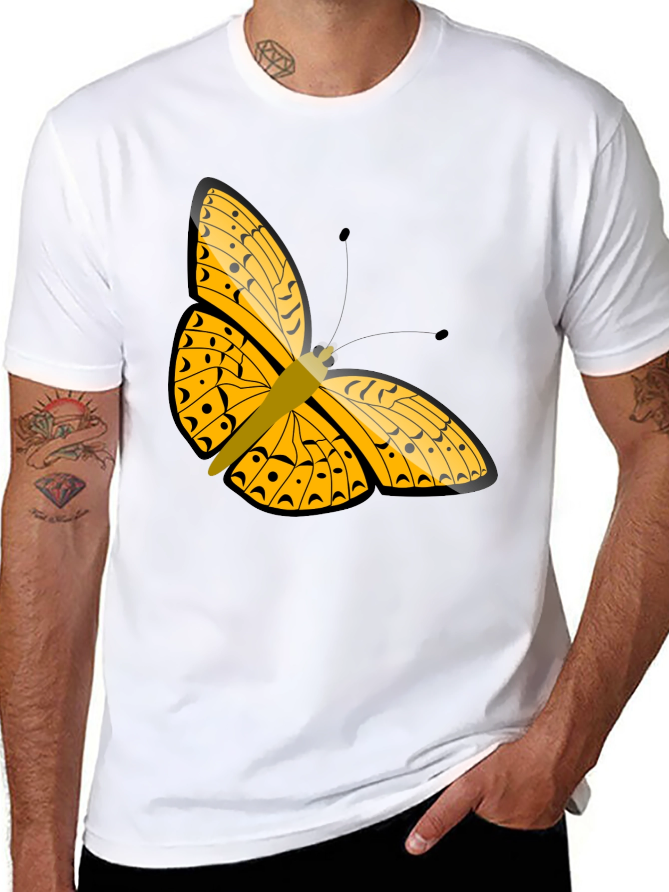Butterfly Graphic Tee - Stylish Black T-Shirt