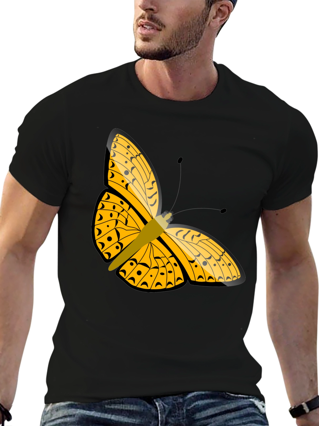 Butterfly Graphic Tee - Stylish Black T-Shirt